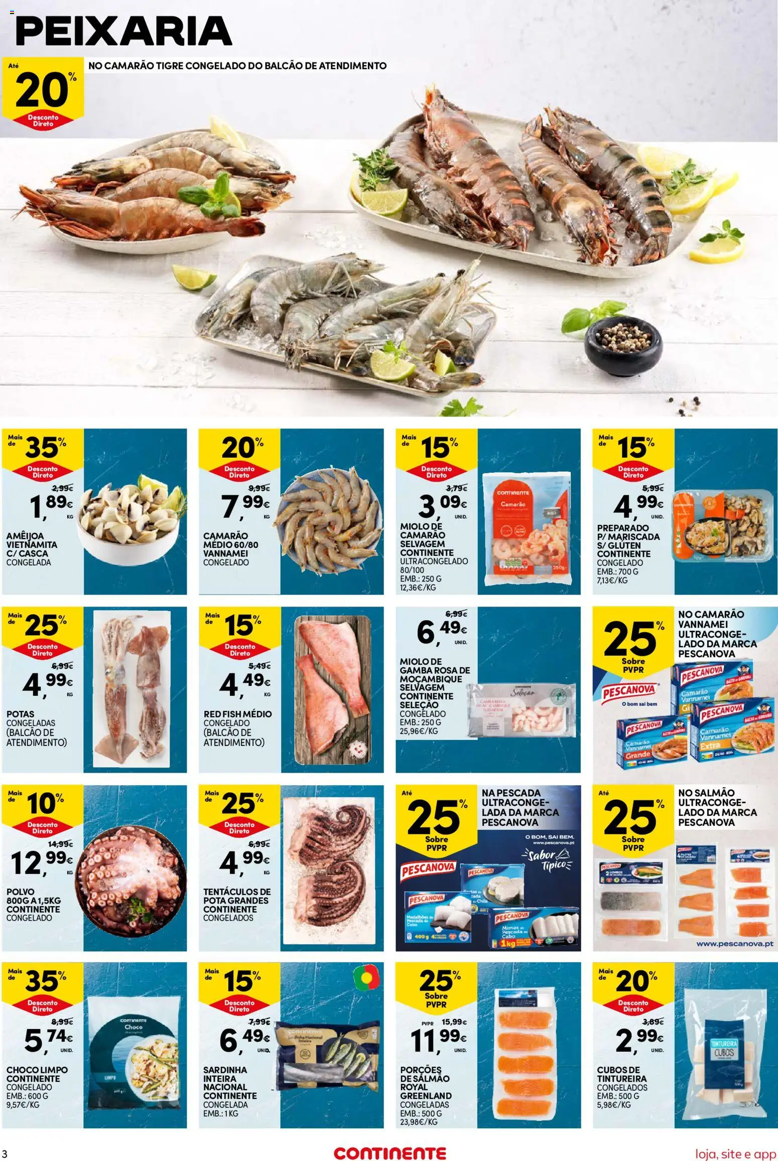 Continente Semanal Continente Bom Dia │ válido de 21.04.2026 | Página: 3 | Produtos: Pescada, Polvo, Pescada do cabo, Salmão