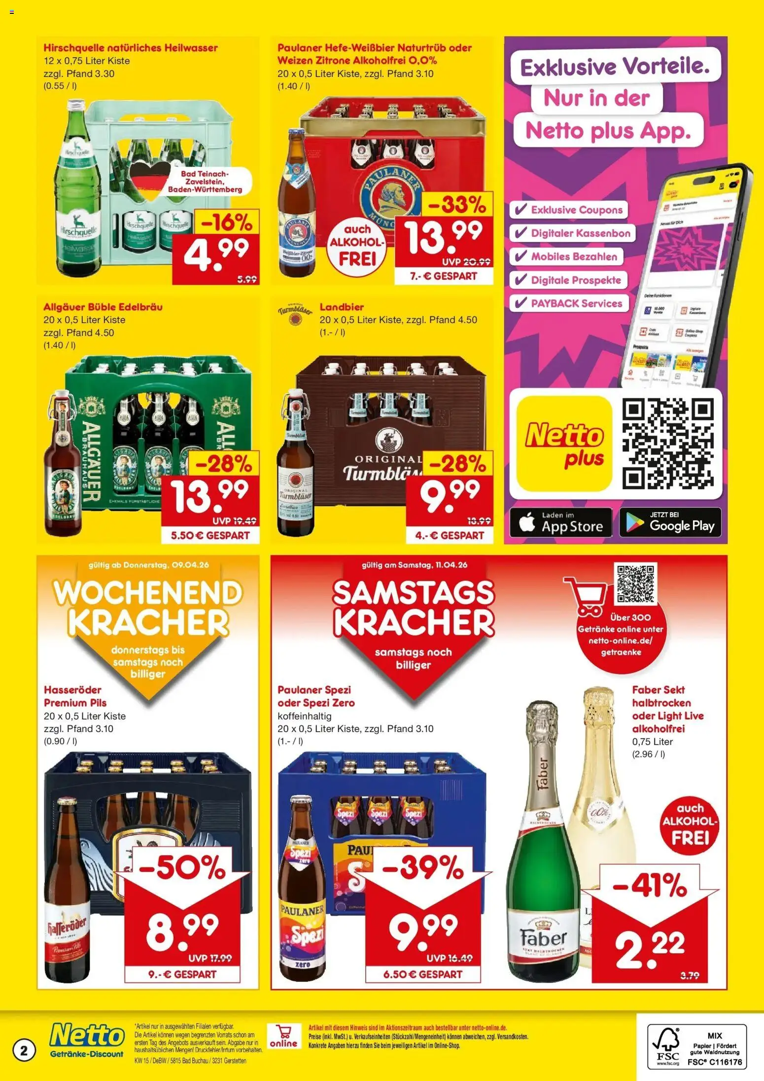Netto Marken-Discount Prospekt Gerstetten	 – gültig ab 07.04.2026 | Seite: 2 | Produkte: Paulaner spezi, Bad, Zitrone, Hasseröder