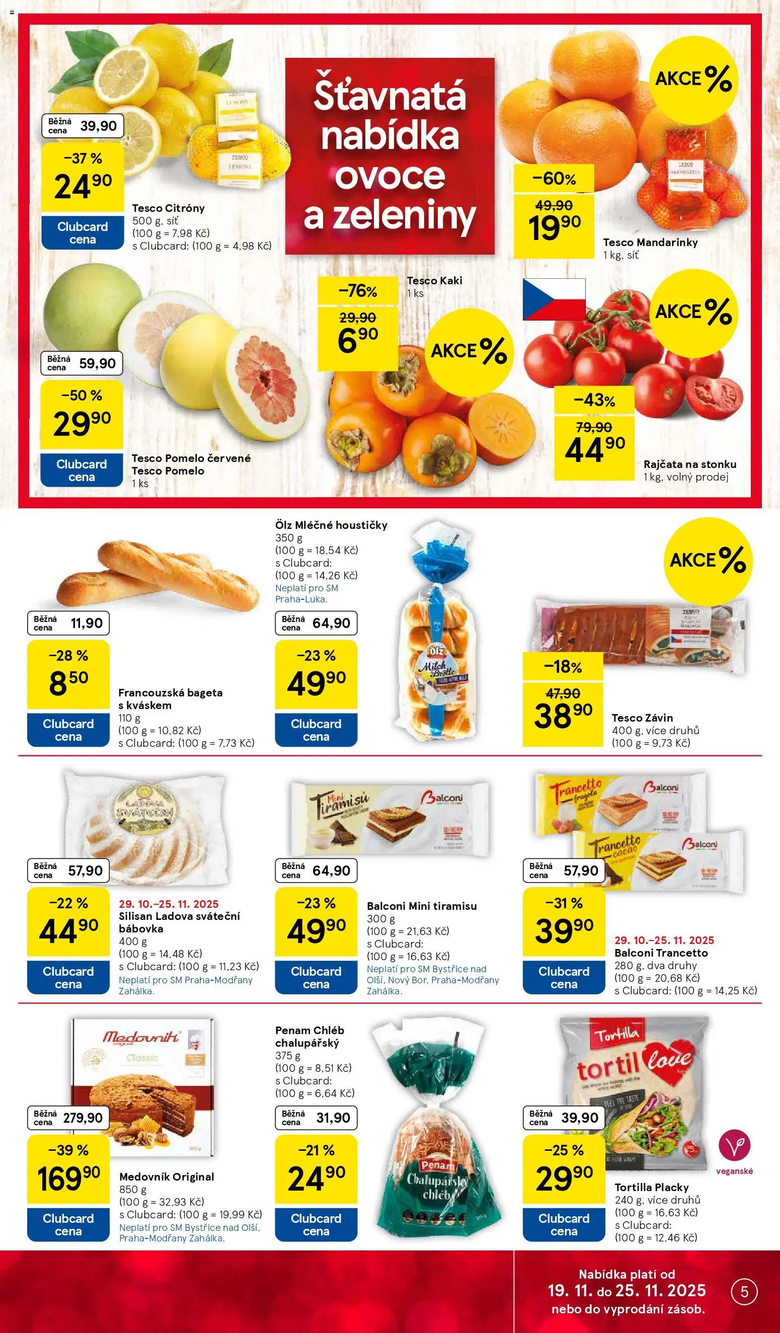 Tesco Black Friday od 19.11.2025 | Strana: 5 | Produkty: Pomelo, Chléb, Rajčata, Citróny