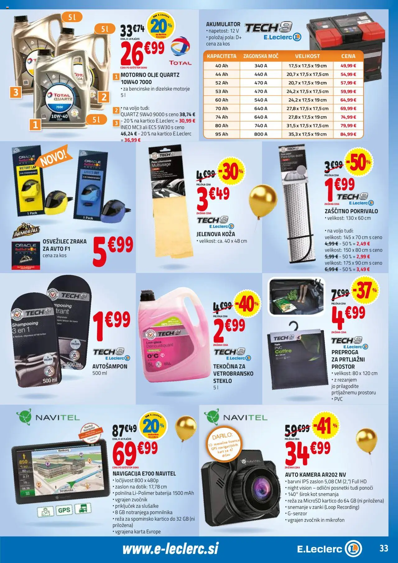 E.leclerc katalog │ velja od 18.06.2025 | Stran: 33 | Izdelki: Baterija, Kamera, Zvocnik, Olje