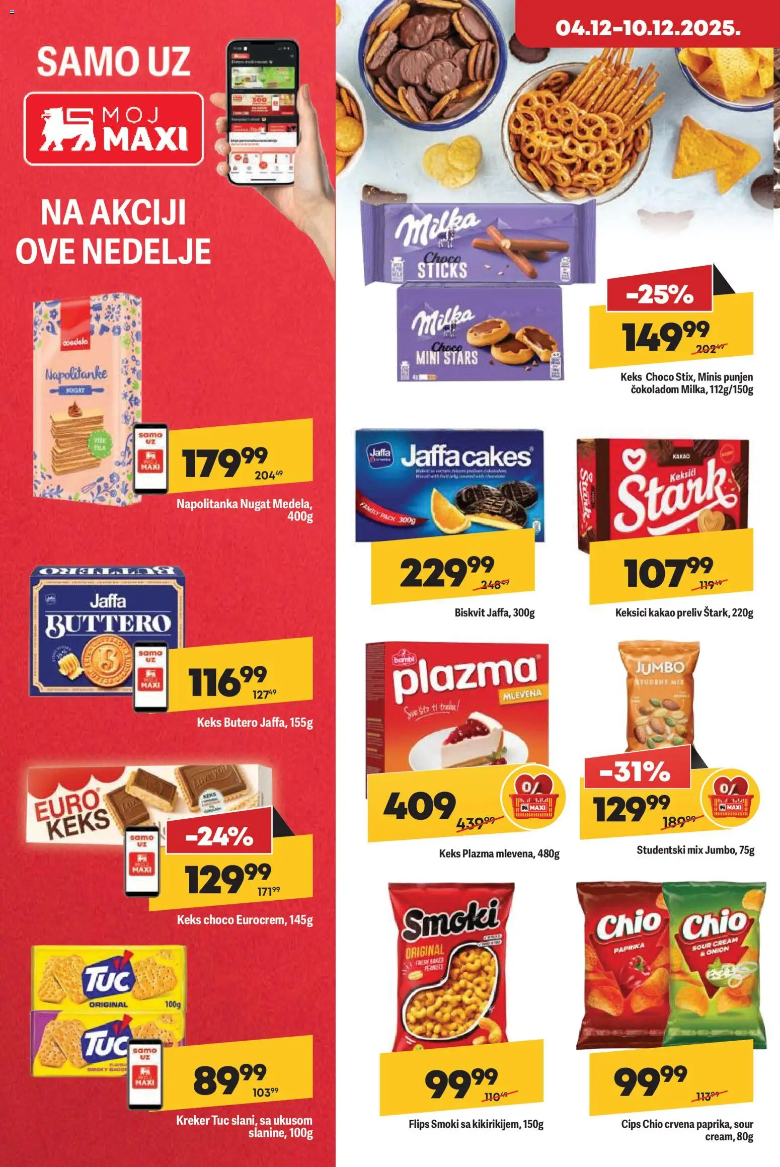 Maxi katalog - važi od 04.12.2025 | Strana: 4 | Proizvode: Čips, Milka, Keks, Smoki