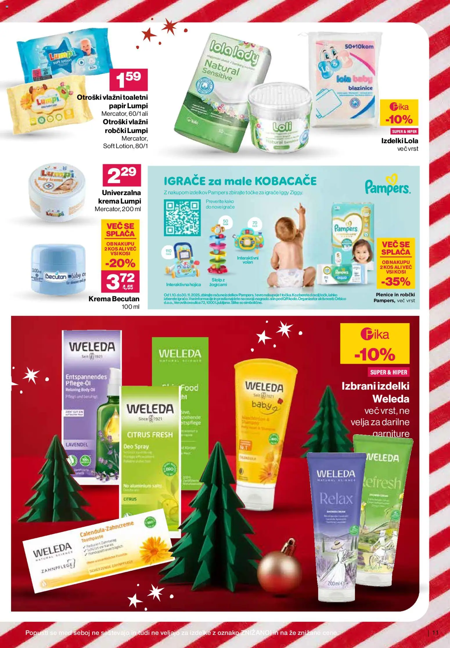 Novi Mercator katalog ponudbe – veljaven od 12.11.2025 | Stran: 11 | Izdelki: Univerzalna krema, Toaletni papir, Robčki, Kos