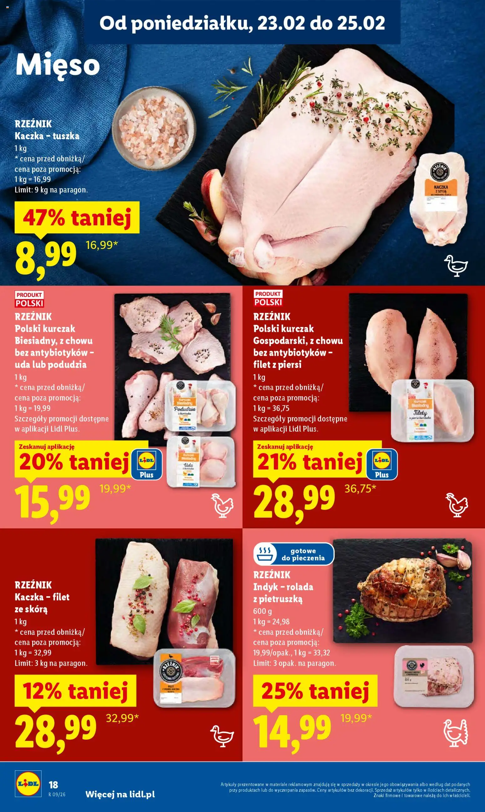 Lidl Gazetka od 23.02.2026 | Strona: 18 | Produkty: Kurczak, Piersi, Mięso, Kaczka