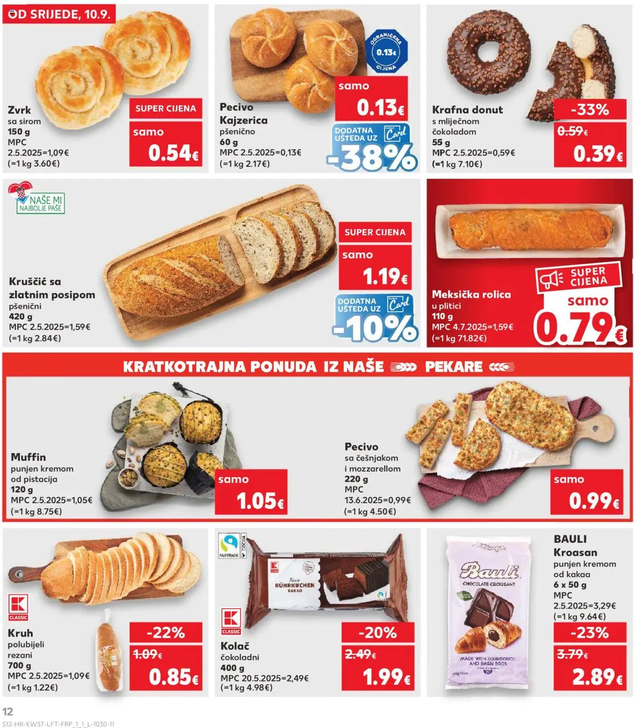 Kaufland katalog | vrijedi od 10.09.2025 | Stranica: 12 | Proizvodi: Kruh, Kakao, Kroasan, Pecivo