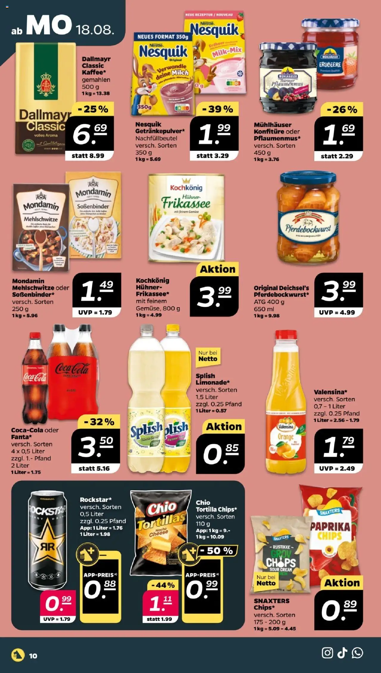 Netto Prospekt 	 - gültig ab dem 18.08.2025 | Seite: 10 | Produkte: Nesquik, Cola, Dallmayr, Paprika