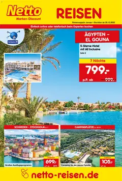 Netto Reisen Prospekt 	 ab 29.12.2025 gültig
