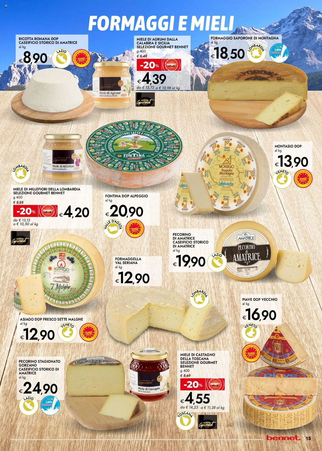 Volantino bennet del 16.10.2025 | Pagina: 15 | Prodotti: Latte, Formaggio, Agrumi, Pecorino