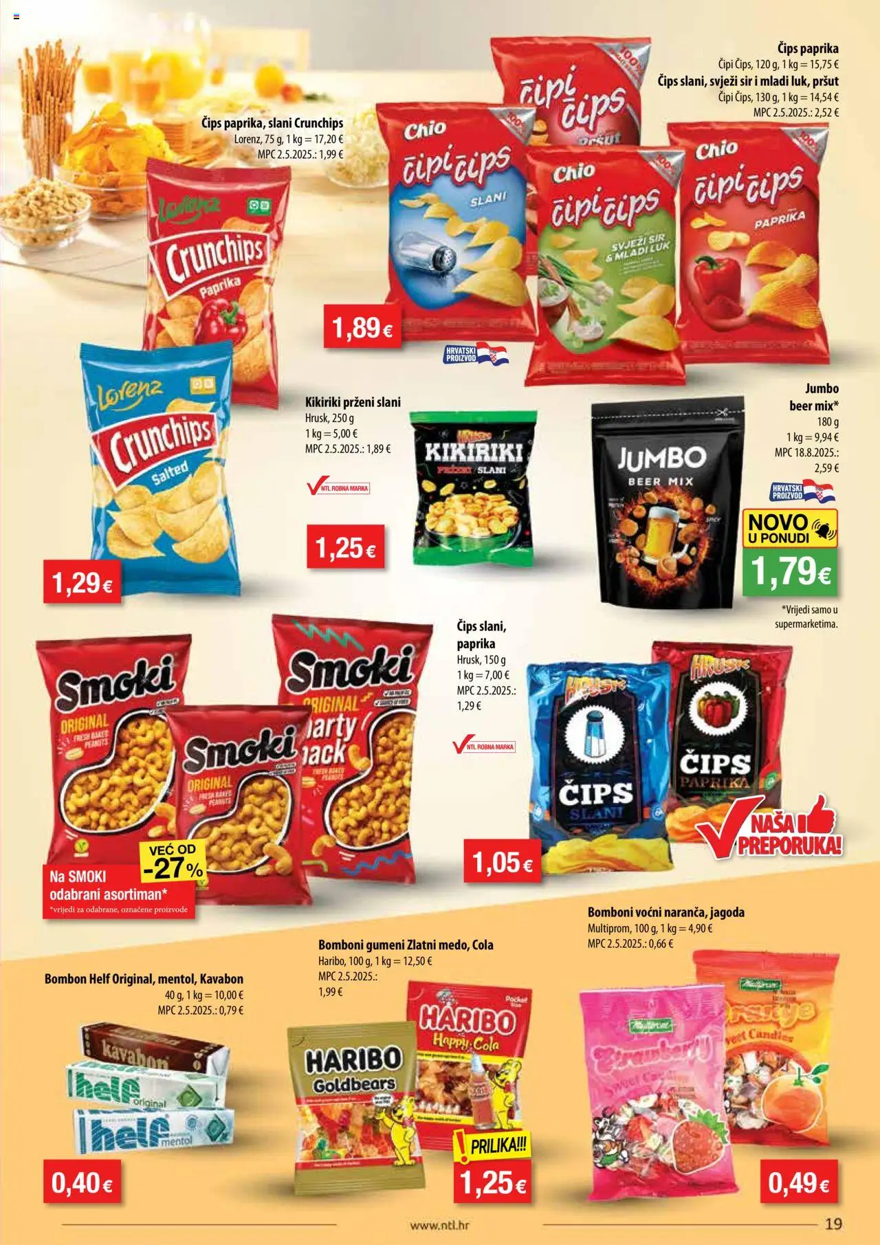 NTL katalog | vrijedi od 03.09.2025 | Stranica: 19 | Proizvodi: Bomboni, Paprika, Čips, Kikiriki