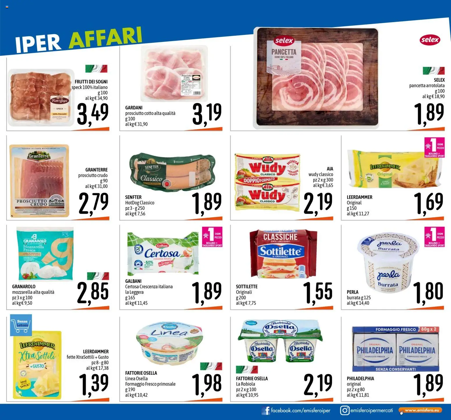 Volantino Emisfero del 30.10.2025 | Pagina: 19 | Prodotti: Prosciutto Crudo, Pancetta, Mozzarella, Burrata