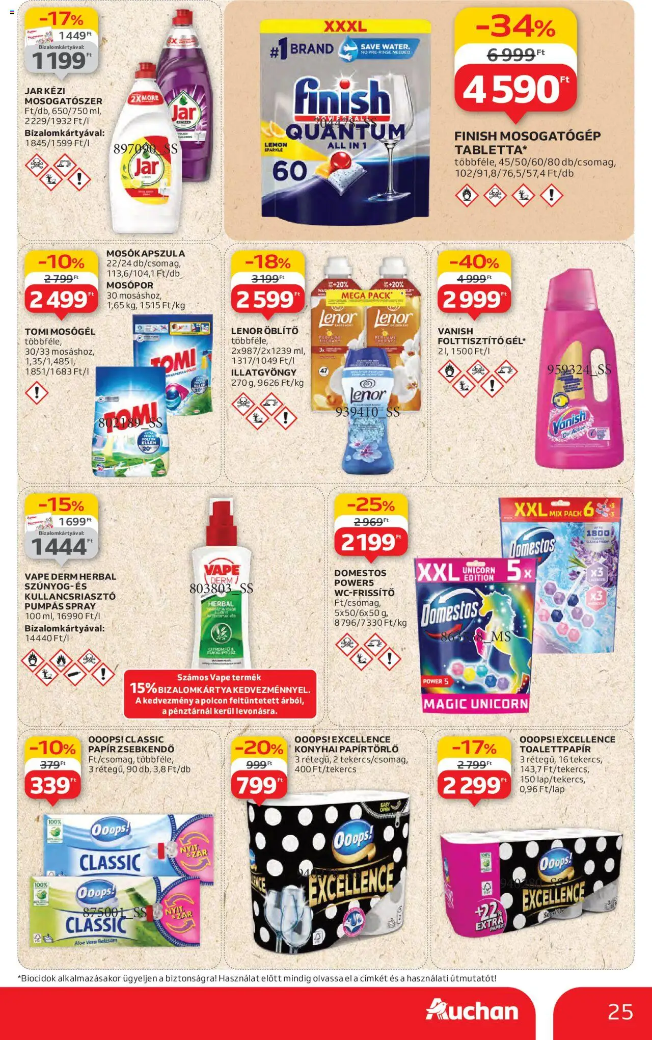 Auchan akciós ujság - amely érvényes a következő dátumtól: 19.06.2025 | Oldal: 25 | Termékek: Mosógél, Aloe vera, Mosópor, Folttisztító