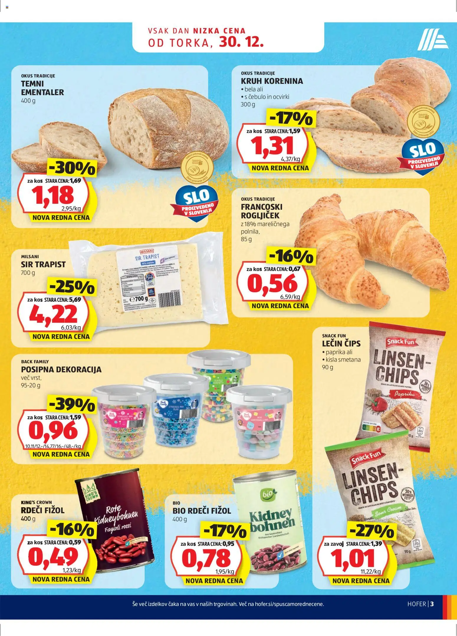 Hofer SI katalog | vrijedi od 30.12.2025 | Stranica: 3 | Proizvodi: Sir, Trapist, Kruh, Čips