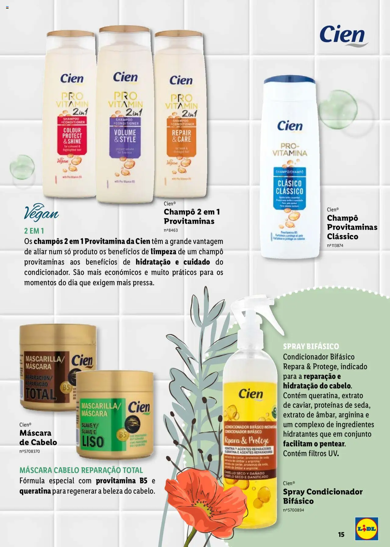 Lidl Cien - Beleza Inteligente │ válido de 26.02.2024 | Página: 15 | Produtos: Shampoo, Condicionador