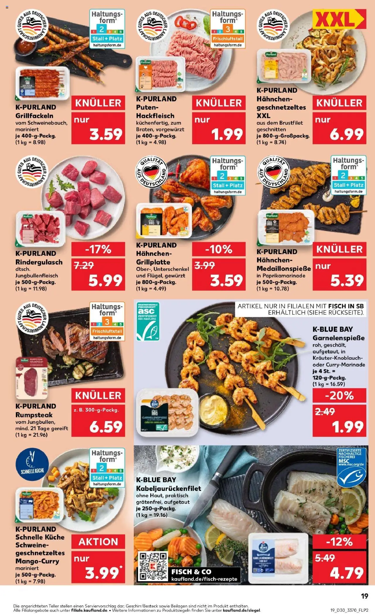 Kaufland prospekt Weißwasser	 - gültig ab dem 27.07.2025 | Seite: 34 | Produkte: Rindergulasch, Hahnchen, Fisch, Hackfleisch
