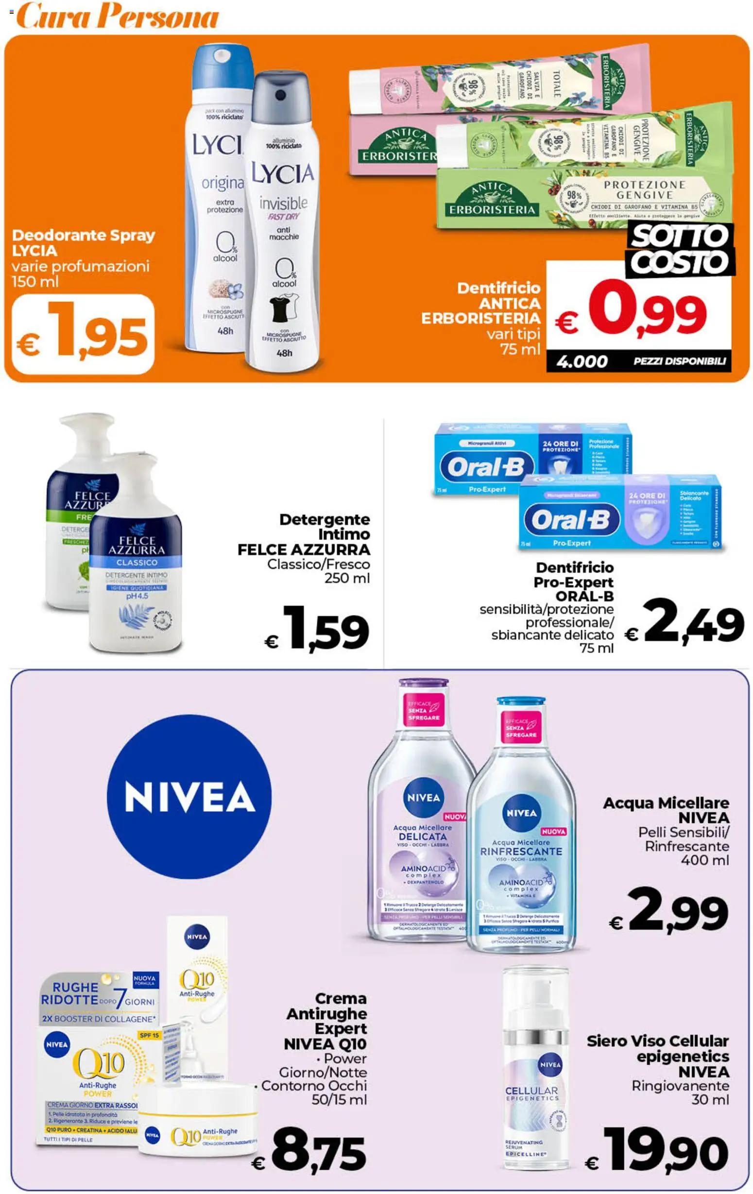 Volantino Ipercoop del 17.03.2026 | Pagina: 45 | Prodotti: Crema, Acqua micellare, Dentifricio, Intimo