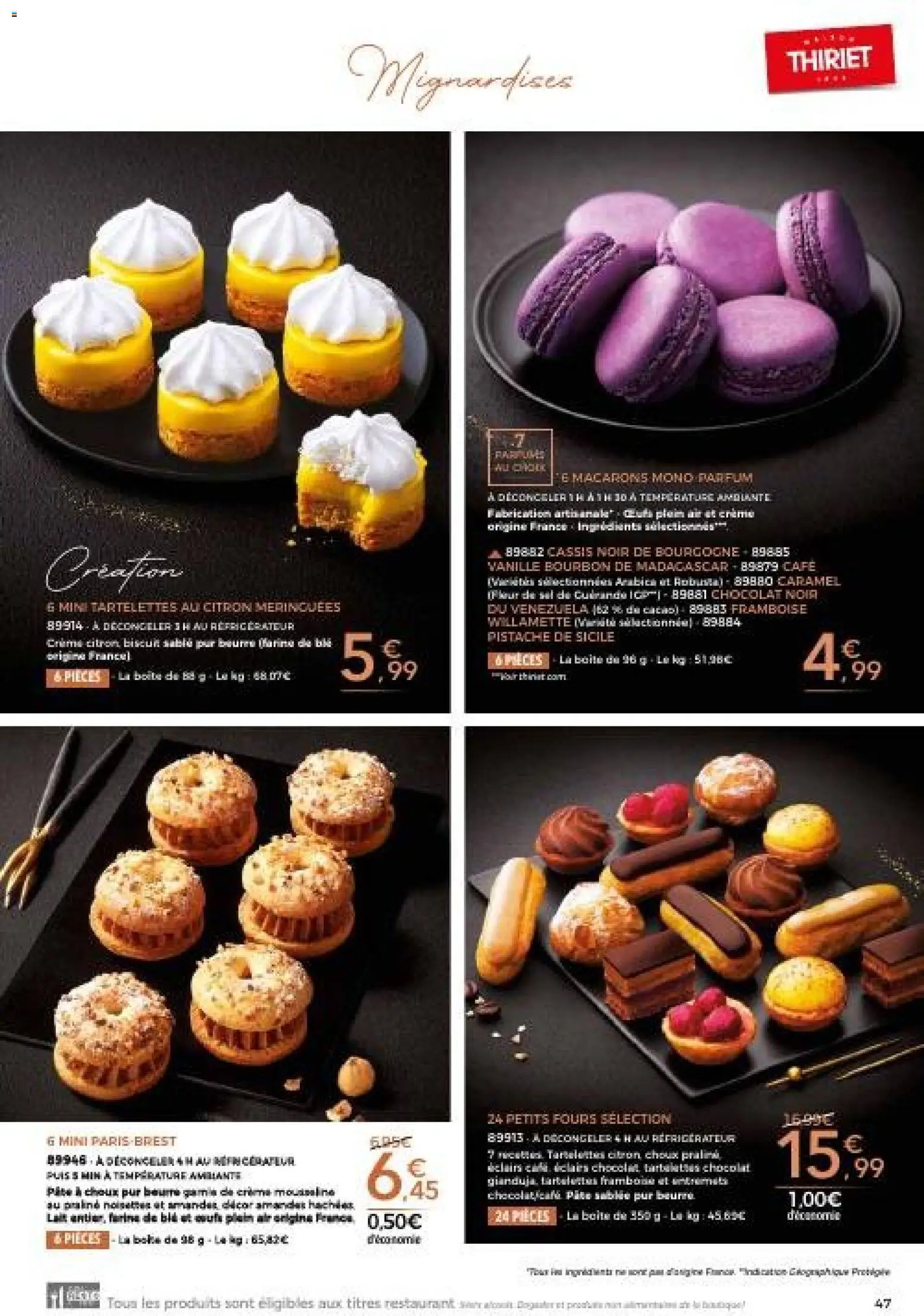 {H1} | Page: 47 | Produits: Réfrigérateur, Macarons, Œufs, Amandes