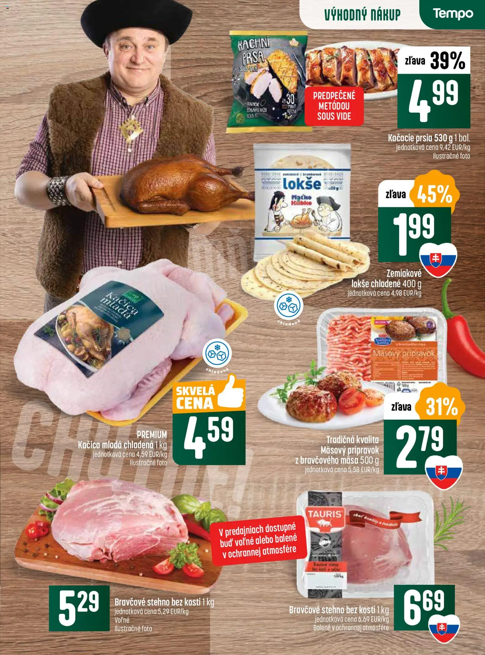 Nové COOP Jednota akcie – leták je platný od 13.11.2025 | Strana: 5 | Produkty: Kačacie prsia, Bravčové stehno, Kačica
