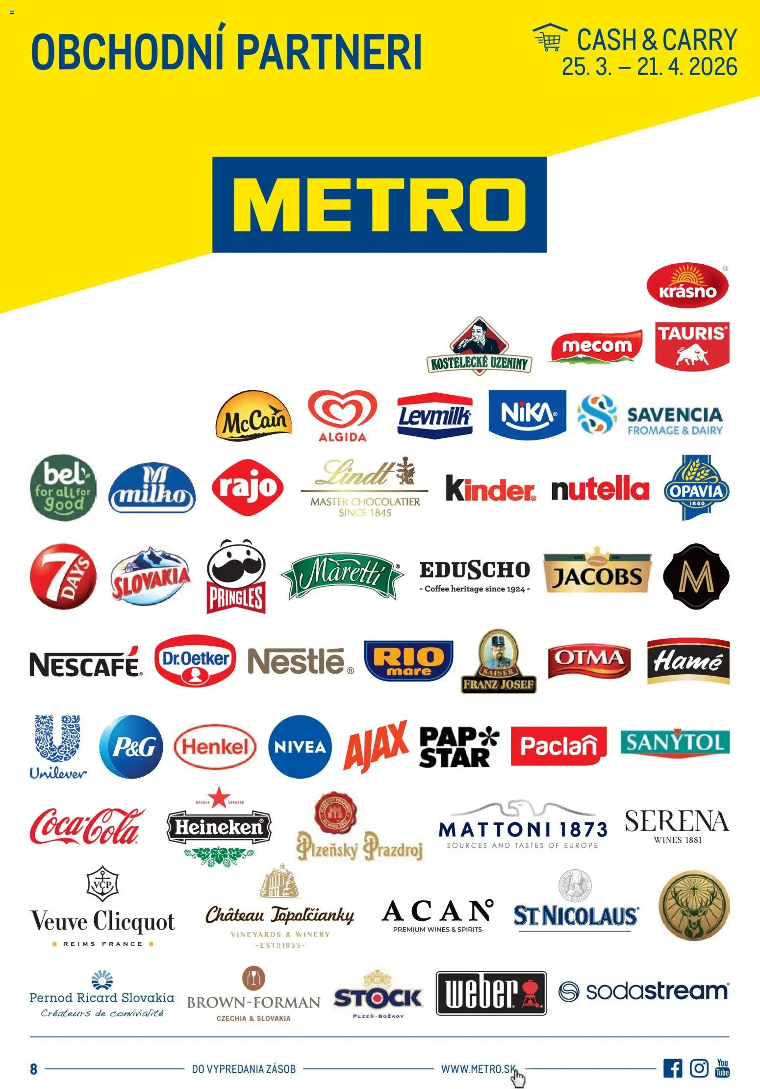 Nové Metro akcie – leták je platný od 25.03.2026 | Strana: 1 | Produkty: Lindt, Sanytol, Pringles, Nutella