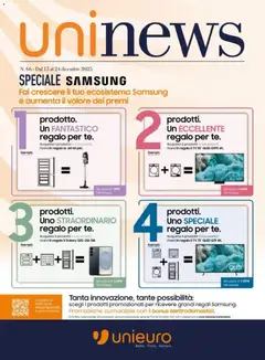 Anteprima del volantino Unieuro Samsung catalogo valido a partire dal 15.12.2025