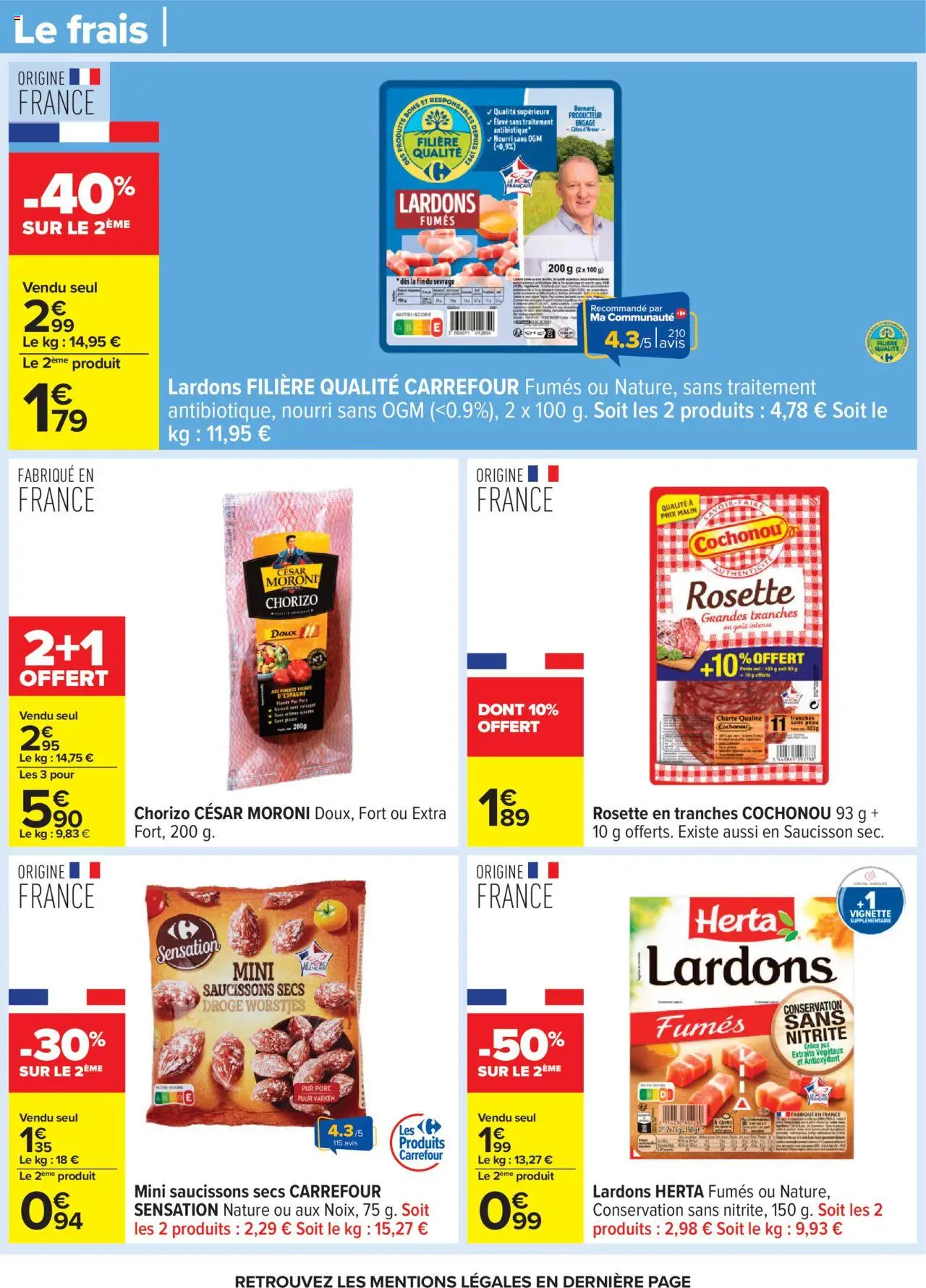  | Page: 12 | Produits: Chorizo, Saucisson, Poids, Lardons