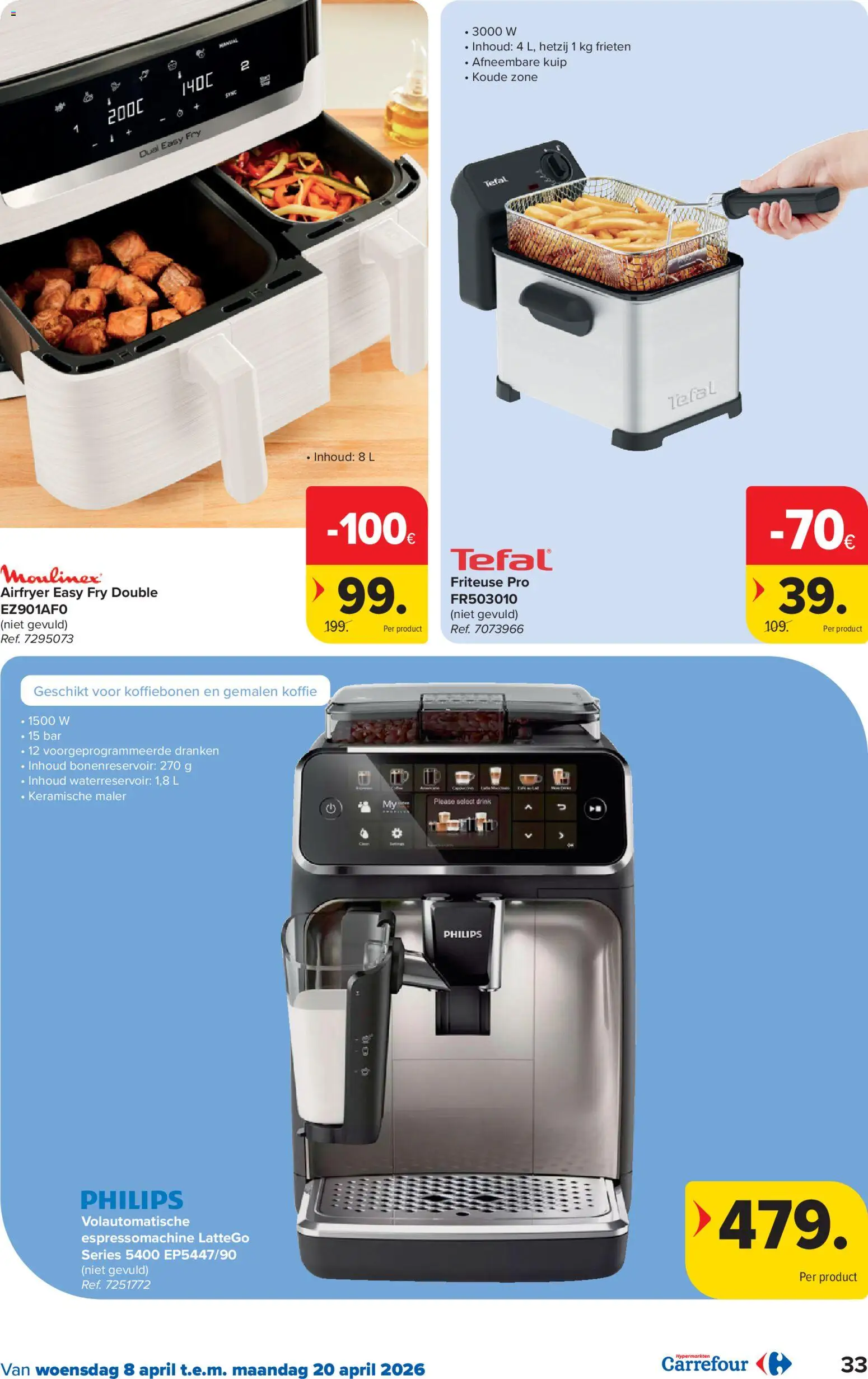 {H1} | Pagina: 33 | Producten: Csirkecombfile, Friteuse, Koffiebonen, Koffie