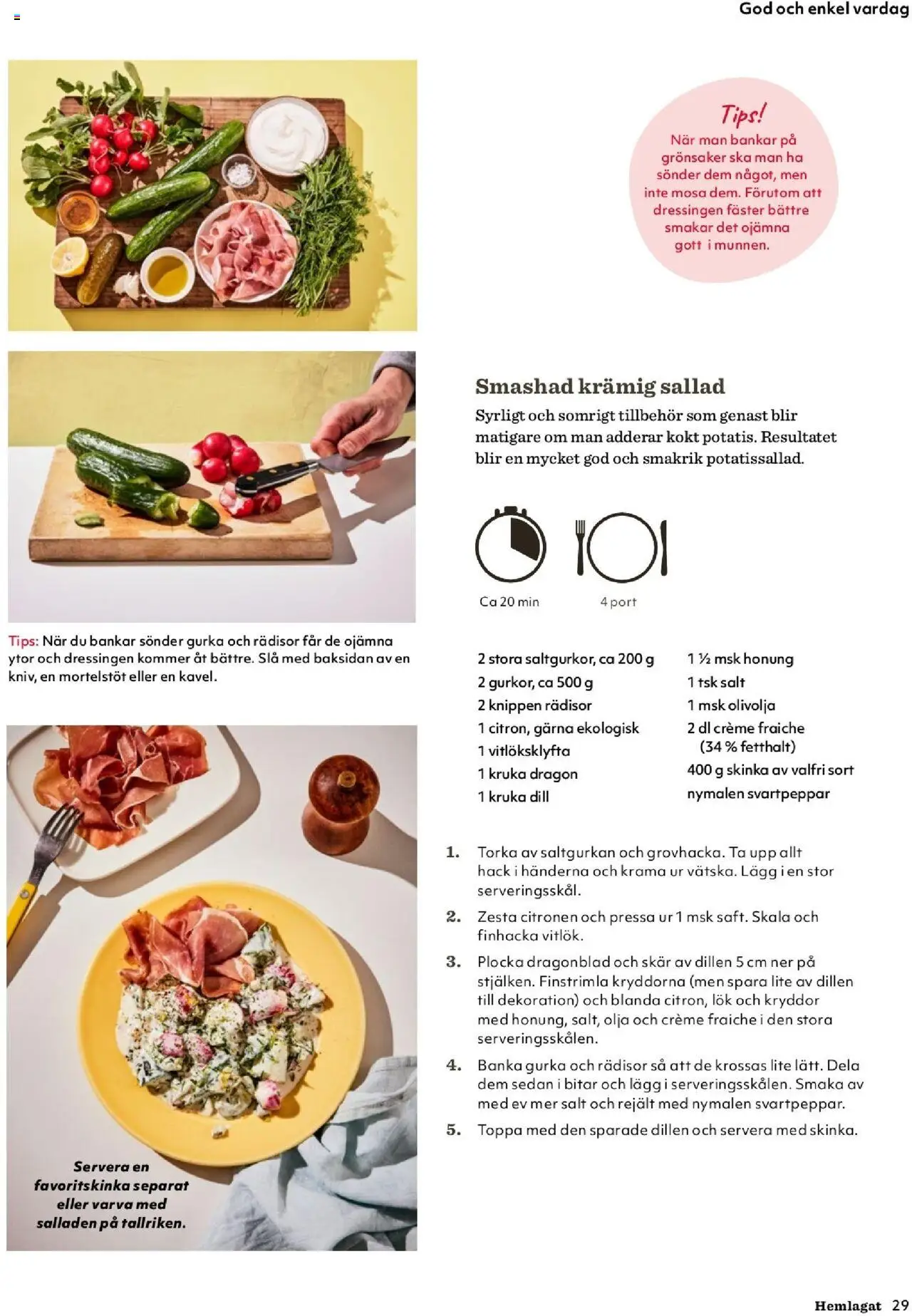 Hemköp reklamblad aktuell från 01.09.2025 | Sida: 29 | Produkter: Kruka, Creme fraiche, Sallad, Gurka
