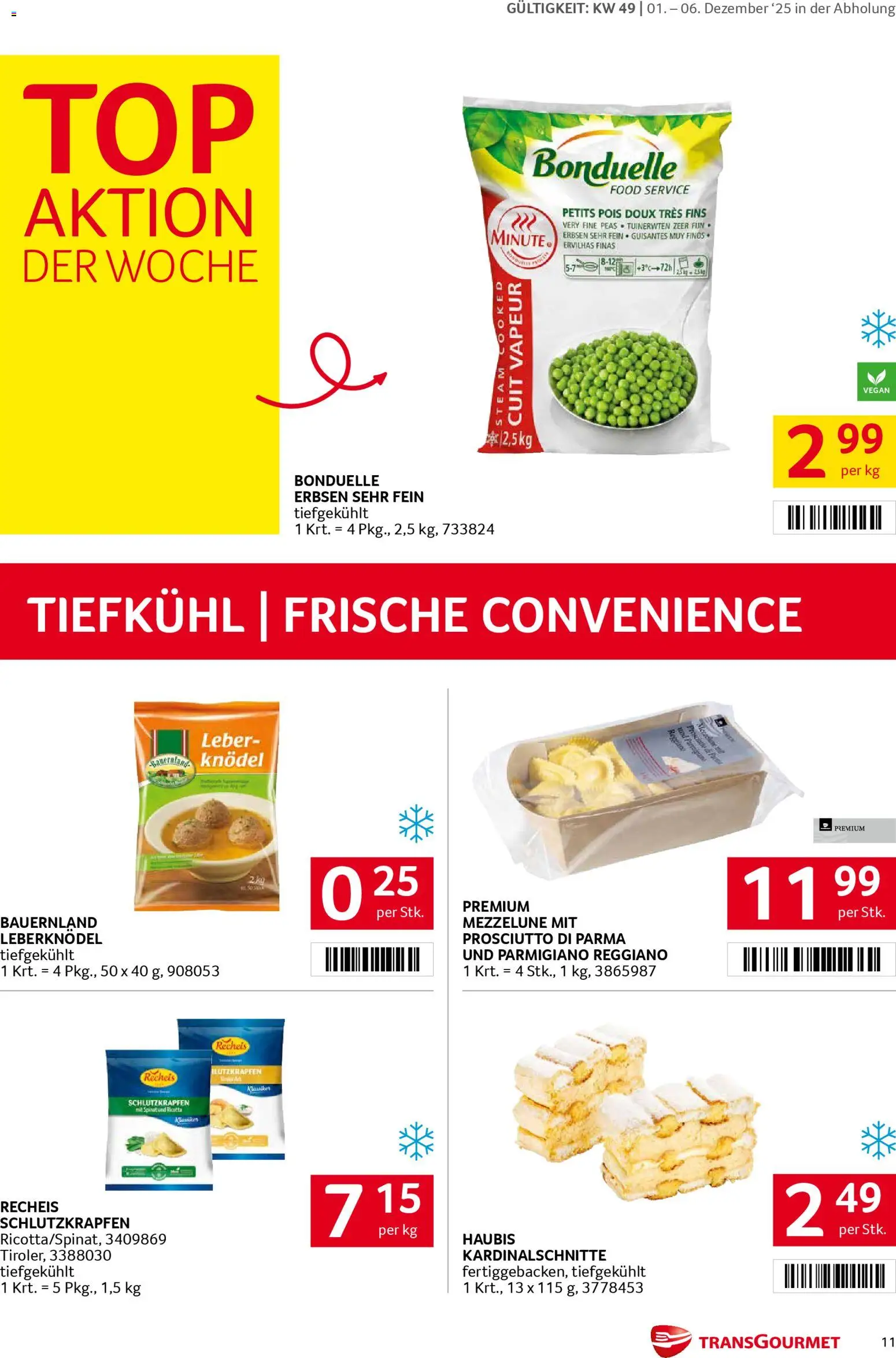 Transgourmet Flugblatt gültig ab 01.12.2025 | Seite: 11 | Produkte: Erbsen