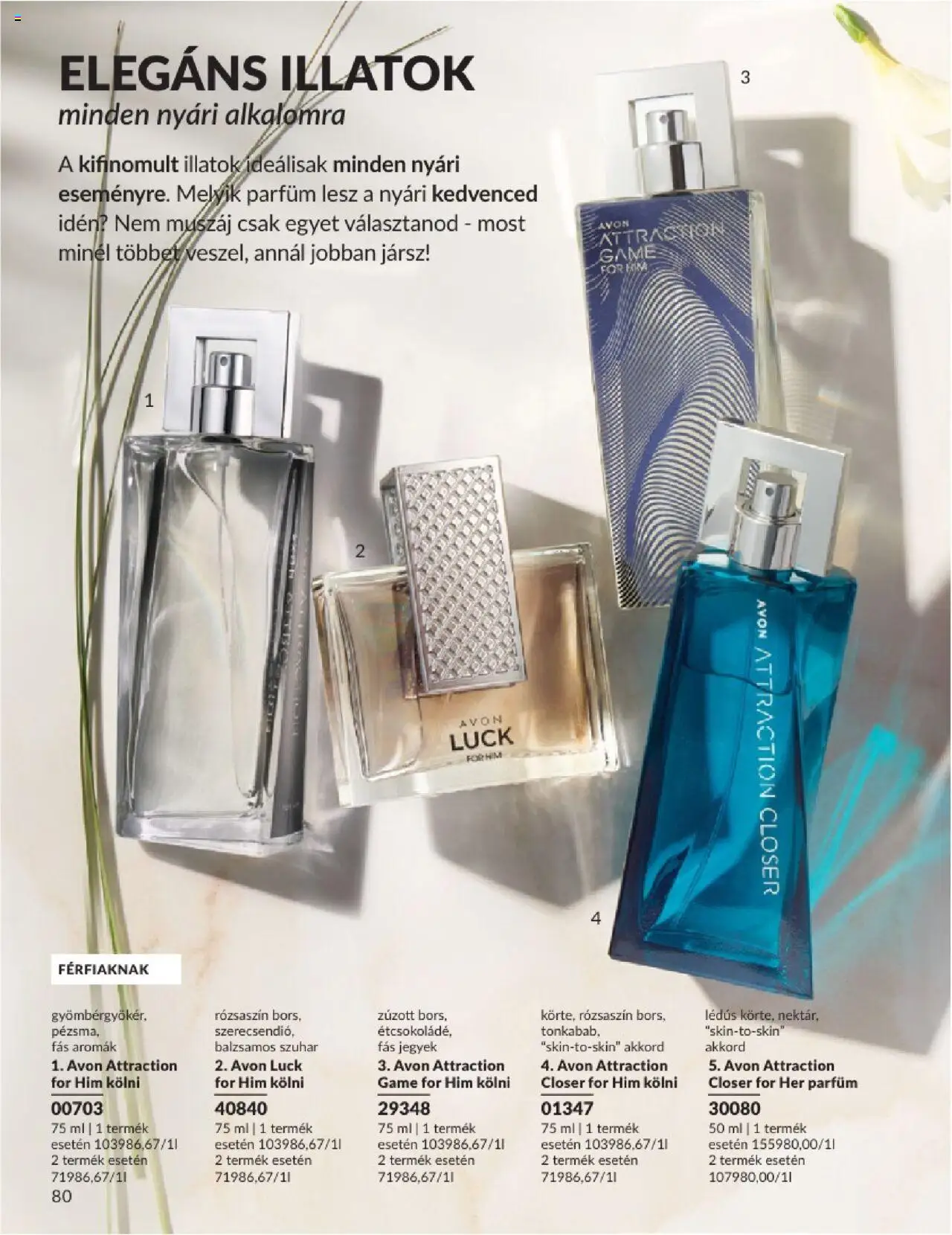 Avon akciós ujság - amely érvényes a következő dátumtól: 01.06.2025 | Oldal: 80 | Termékek: Kölni, Parfüm