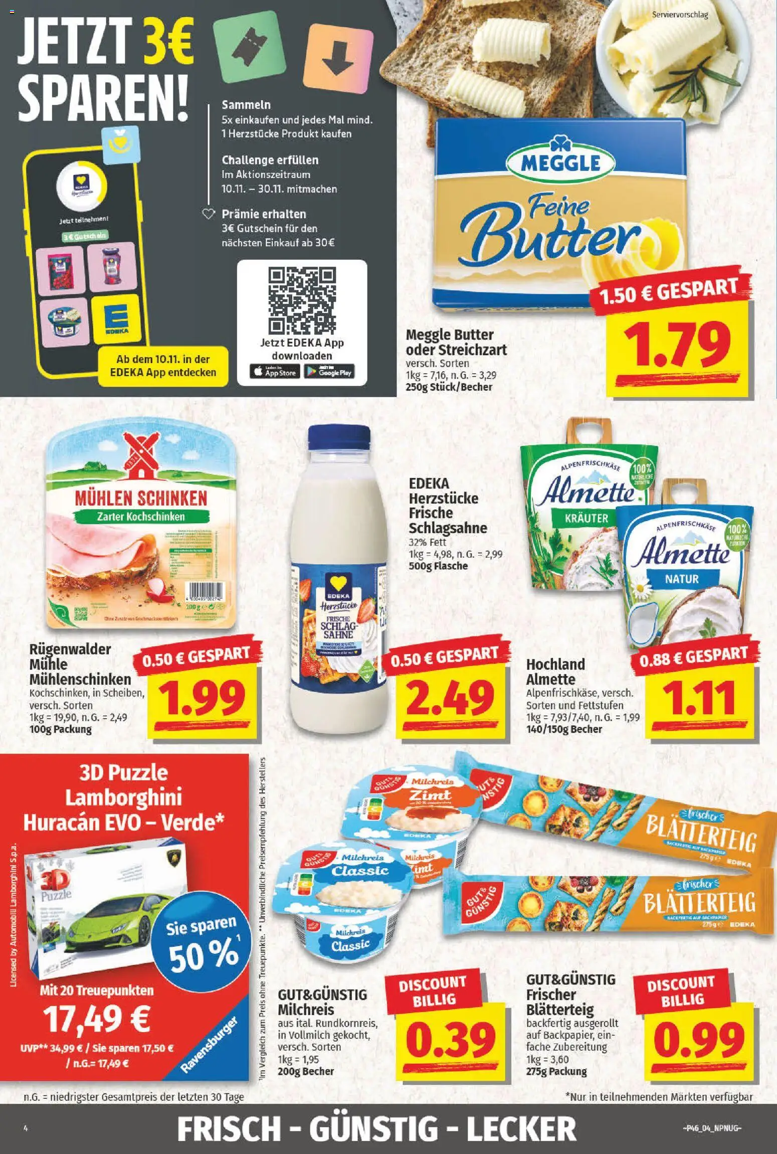 NP Discount Prospekt 	 – gültig ab 10.11.2025 | Seite: 4 | Produkte: Almette, Mühle, Schlagsahne, Meggle butter