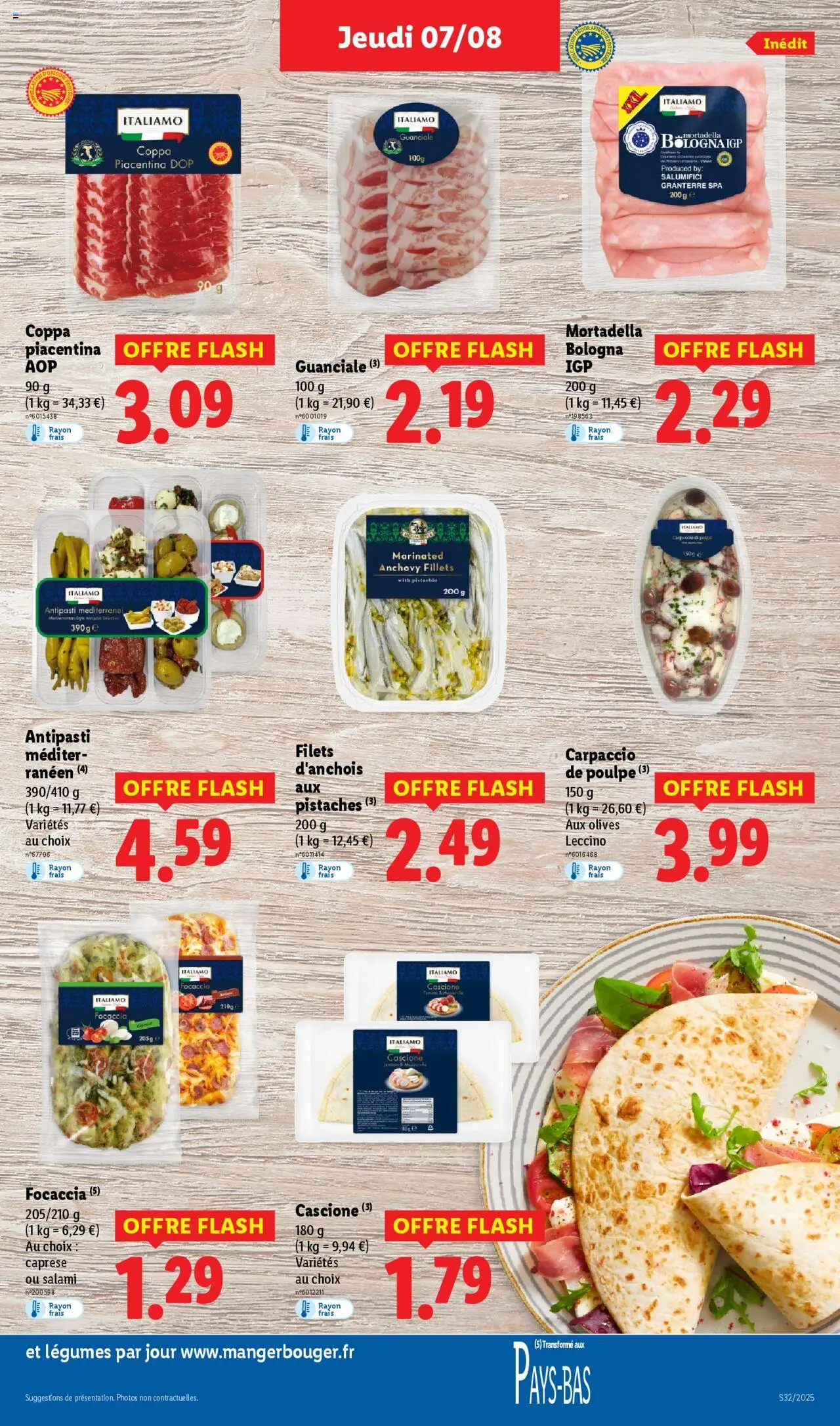  | Page: 19 | Produits: Olives, Mozzarella, Pistaches, Salami