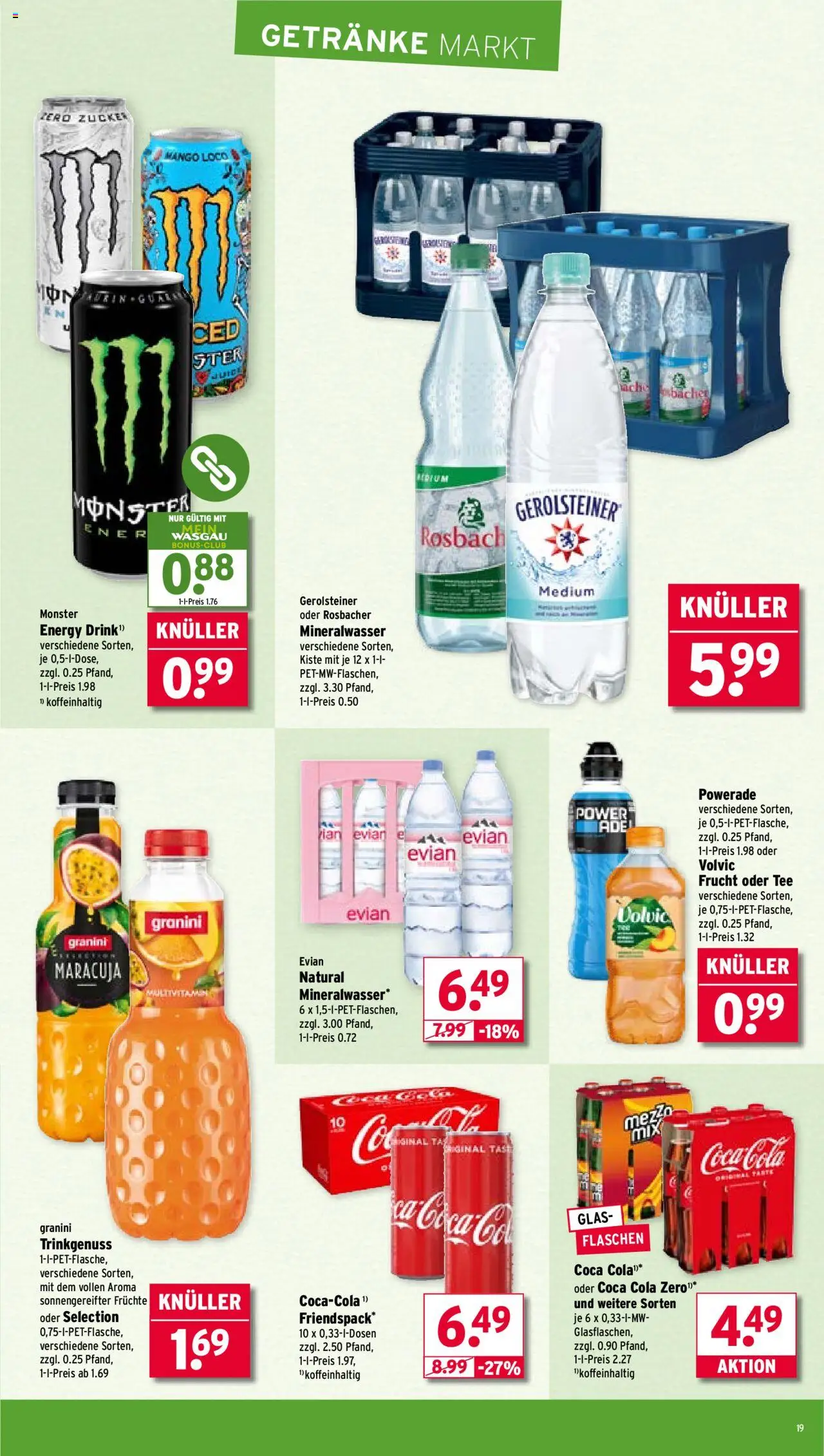 Wasgau Prospekt 	 - gültig ab dem 21.07.2025 | Seite: 19 | Produkte: Monster, Zucker, Mango, Powerade