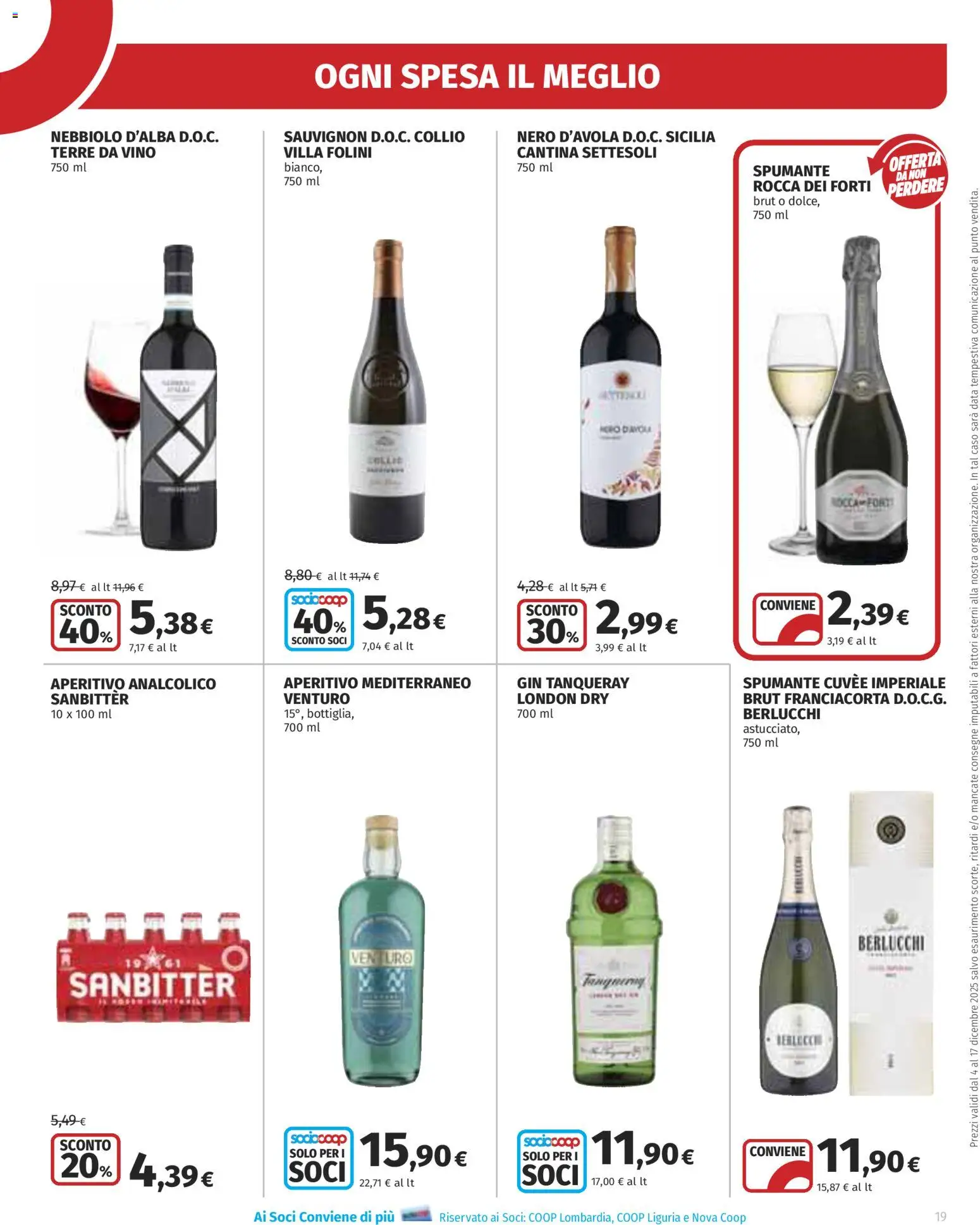Volantino Ipercoop del 04.12.2025 | Pagina: 19 | Prodotti: Gin, Vino, Spumante, Aperitivo