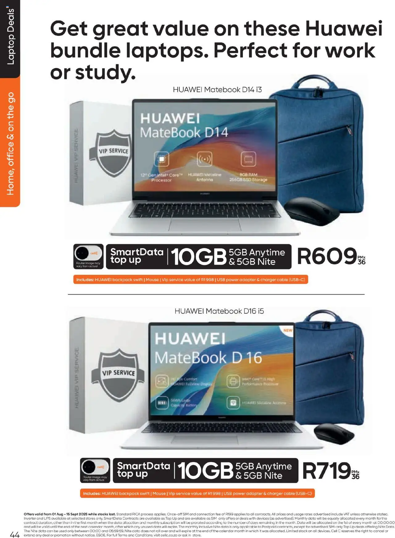 Cell C - Contract Deals │ valid from 01.08.2025 | Page: 44 | Products: Router, Mouse, Cable, Charger