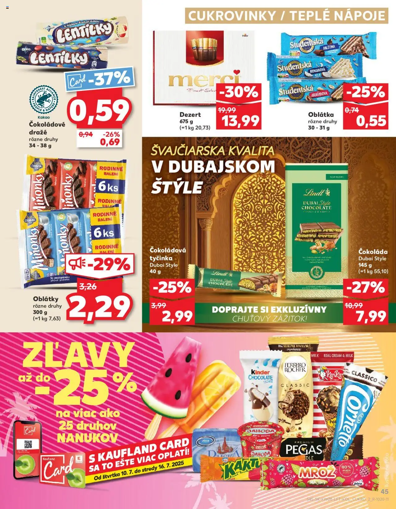 Kaufland Veľký Krtíš │ platný od 10.07.2025 | Strana: 45 | Produkty: Lindt, Merci, Čokoláda, Kakao