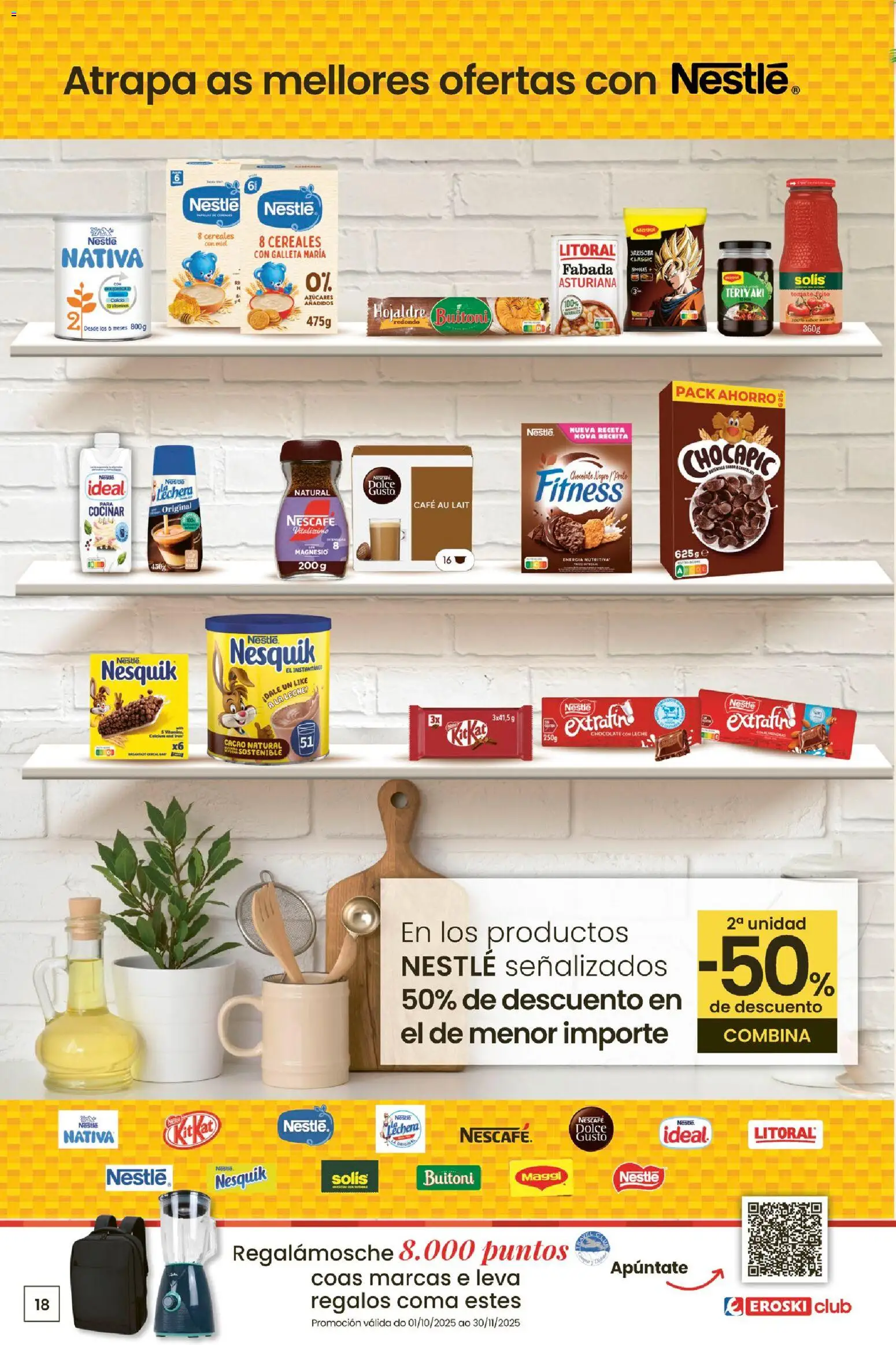 Eroski - Oferta 3x2 │ válido desde el 30.10.2025 | Página: 18 | Productos: Café, Chocolate, Cereales, Φρυγανιές σικάλεως