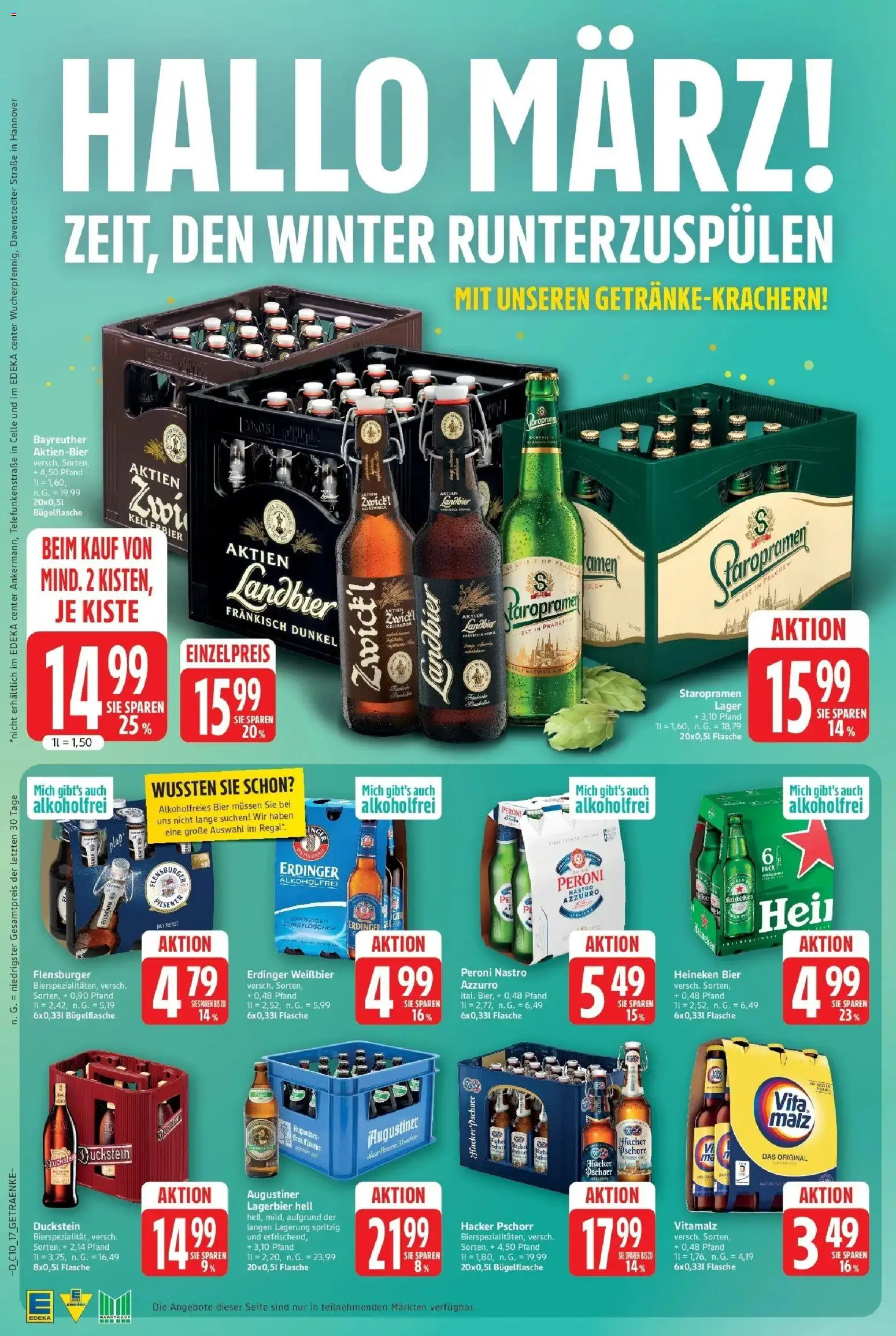 E center Prospekt Strausberg	 – gültig ab 02.03.2026 | Seite: 17 | Produkte: Durstloscher, Regal, Weißbier, Flensburger