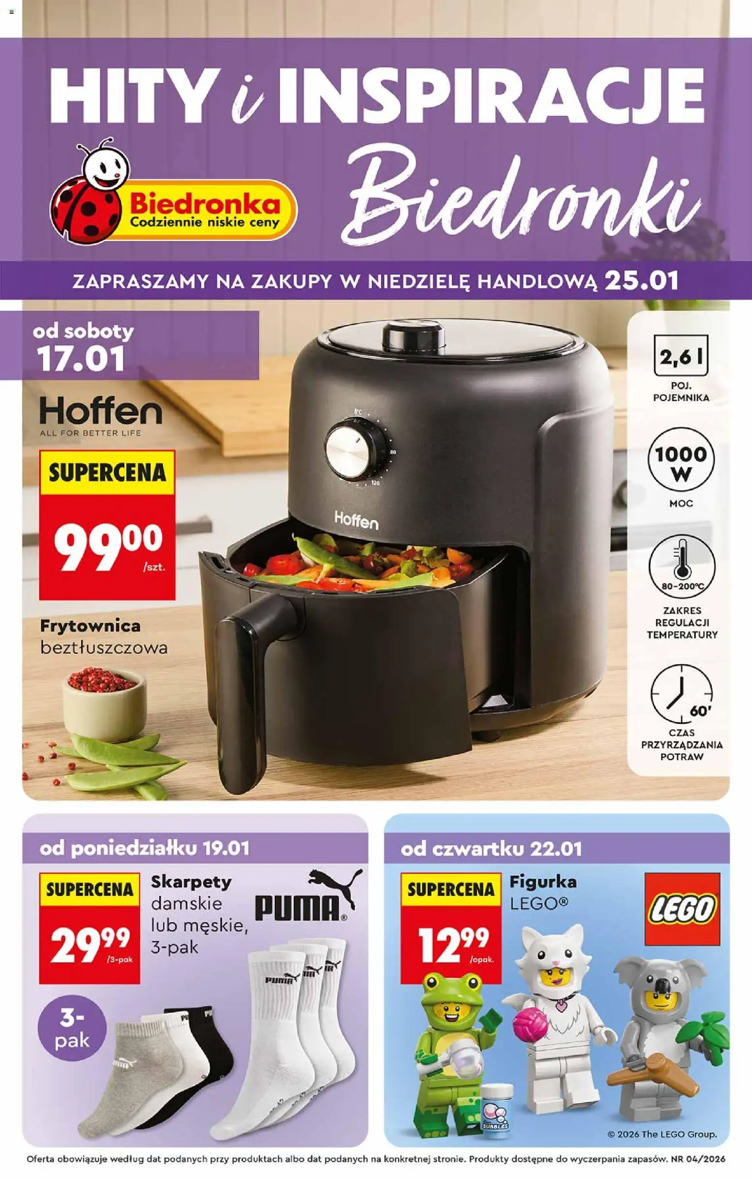 Biedronka gazetka - Hity i inspiracje od 17.01.2026 | Strona: 1 | Produkty: Skarpety, Lego