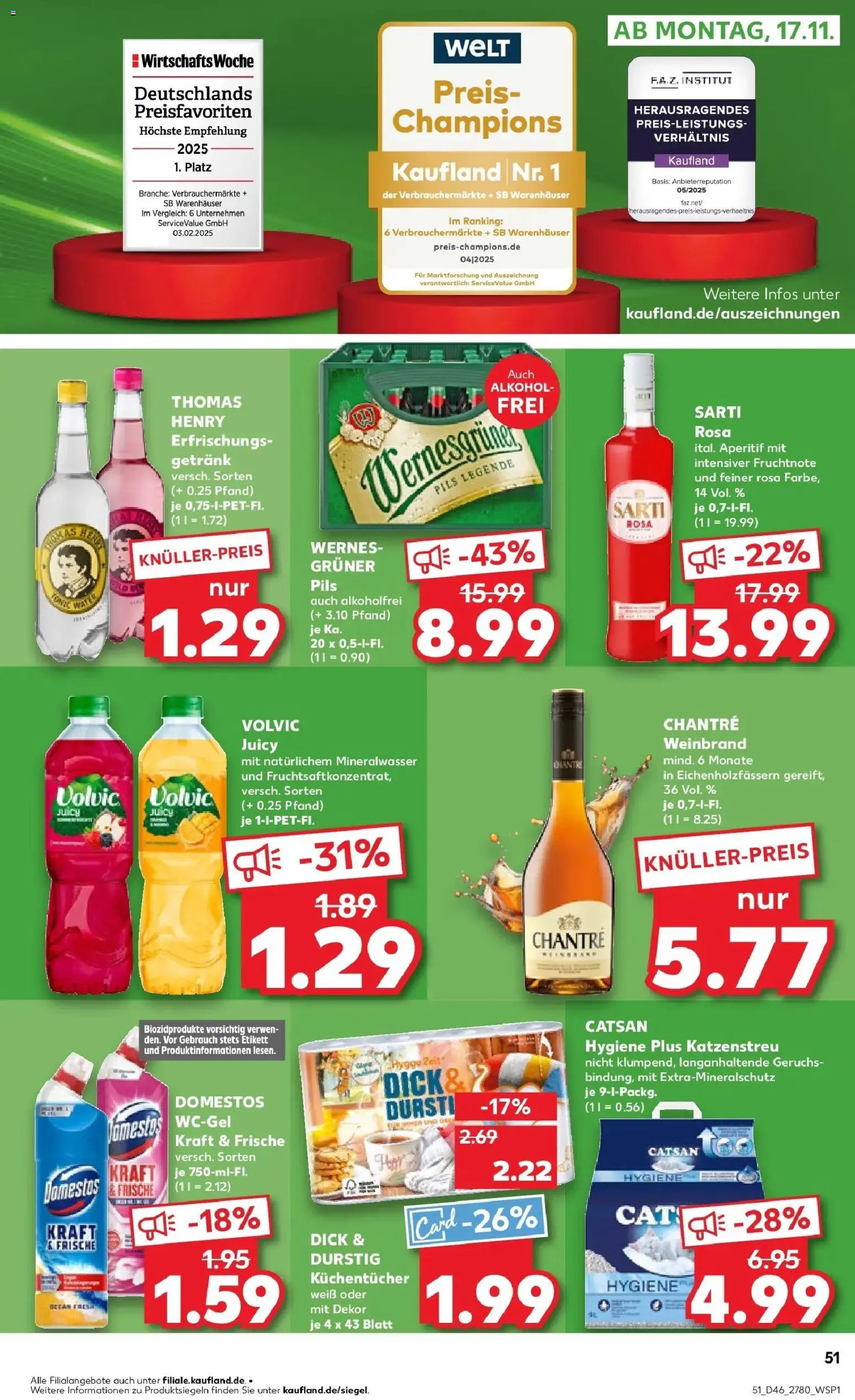 Kaufland prospekt Erfurt	 – gültig ab 13.11.2025 | Seite: 51 | Produkte: Catsan, Pils, Chantré, Volvic
