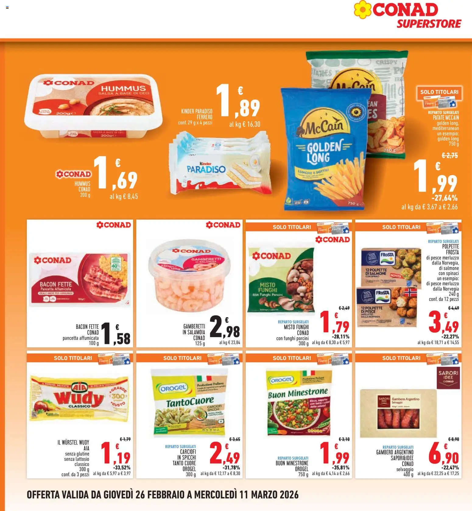 Volantino Conad del 26.02.2026 | Pagina: 14 | Prodotti: Salmone, Patate, Carciofi, Hummus