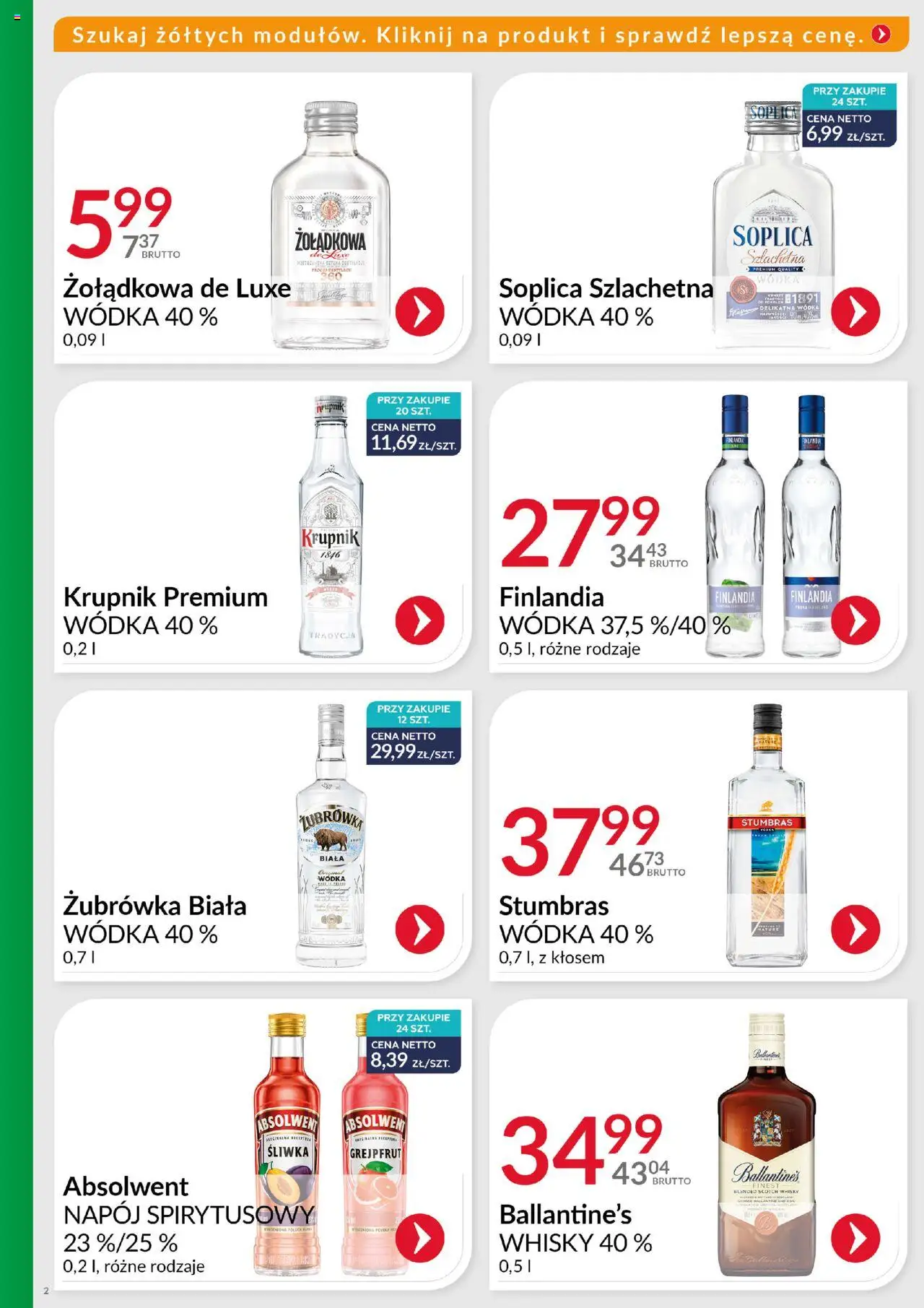 Eurocash Gazetka - Ofensywa Cenowa Alkoholowa od 16.10.2025 | Strona: 2 | Produkty: Żubrówka, Wódka, Whisky, Grejpfrut