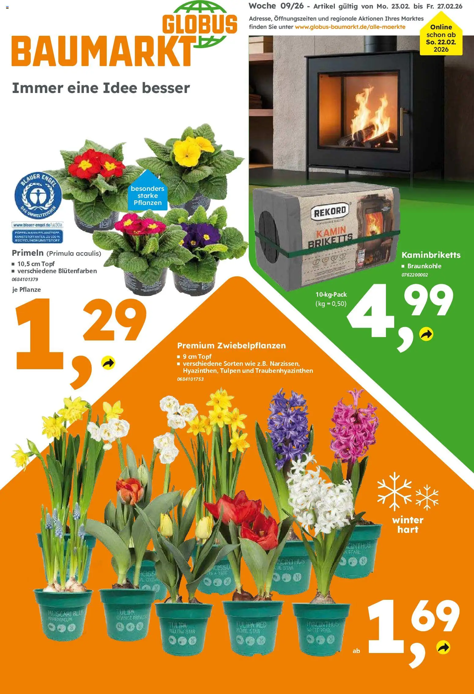 Globus Baumarkt Prospekt 	 – gültig ab 23.02.2026 | Seite: 1 | Produkte: Kamin
