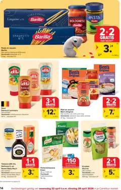 Carrefour folder Market - Voorbeeld van een folder van Carrefour, geldig van 22.04.2026 | Pagina: 14 | Producten: Rijst, Pasta, Saus, Asperges