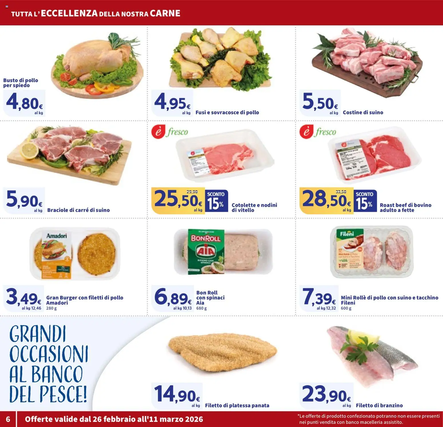 Volantino SIGMA del 26.02.2026 | Pagina: 6 | Prodotti: Bovino, Pesce, Branzino, Spinaci