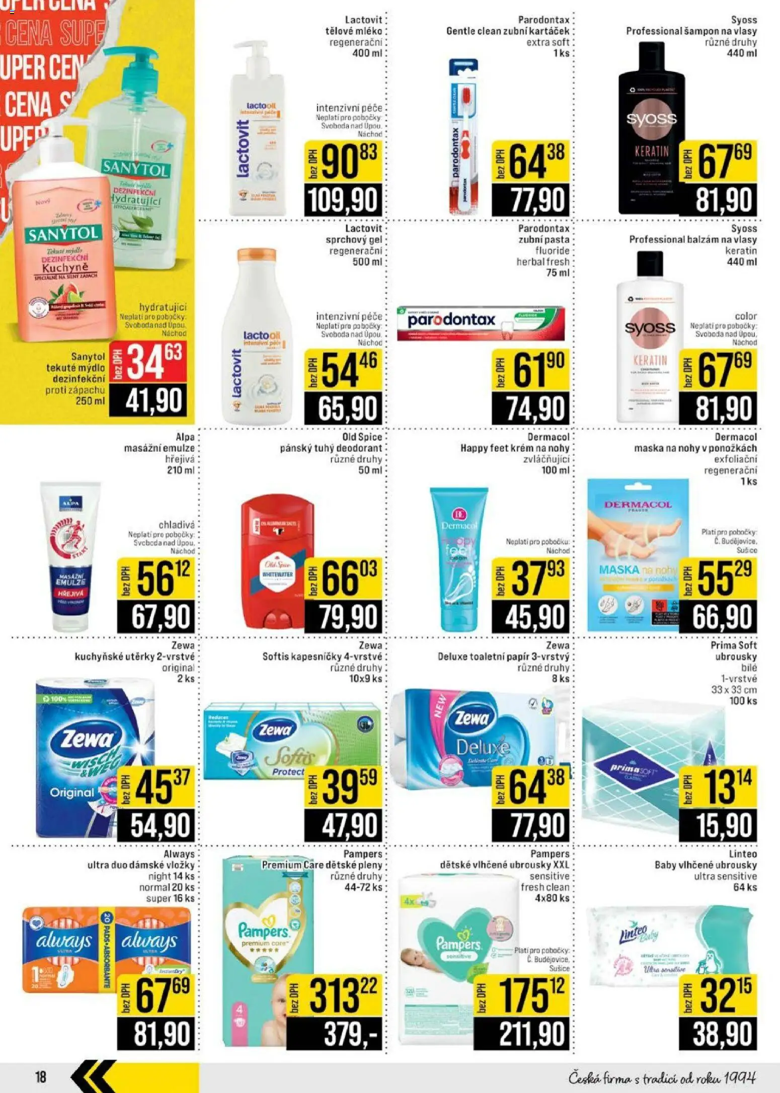 Jip leták - Cash & Carry od 22.04.2026 | Strana: 18 | Produkty: Mýdlo, Mléko, Kuchyňské utěrky, Ubrousky