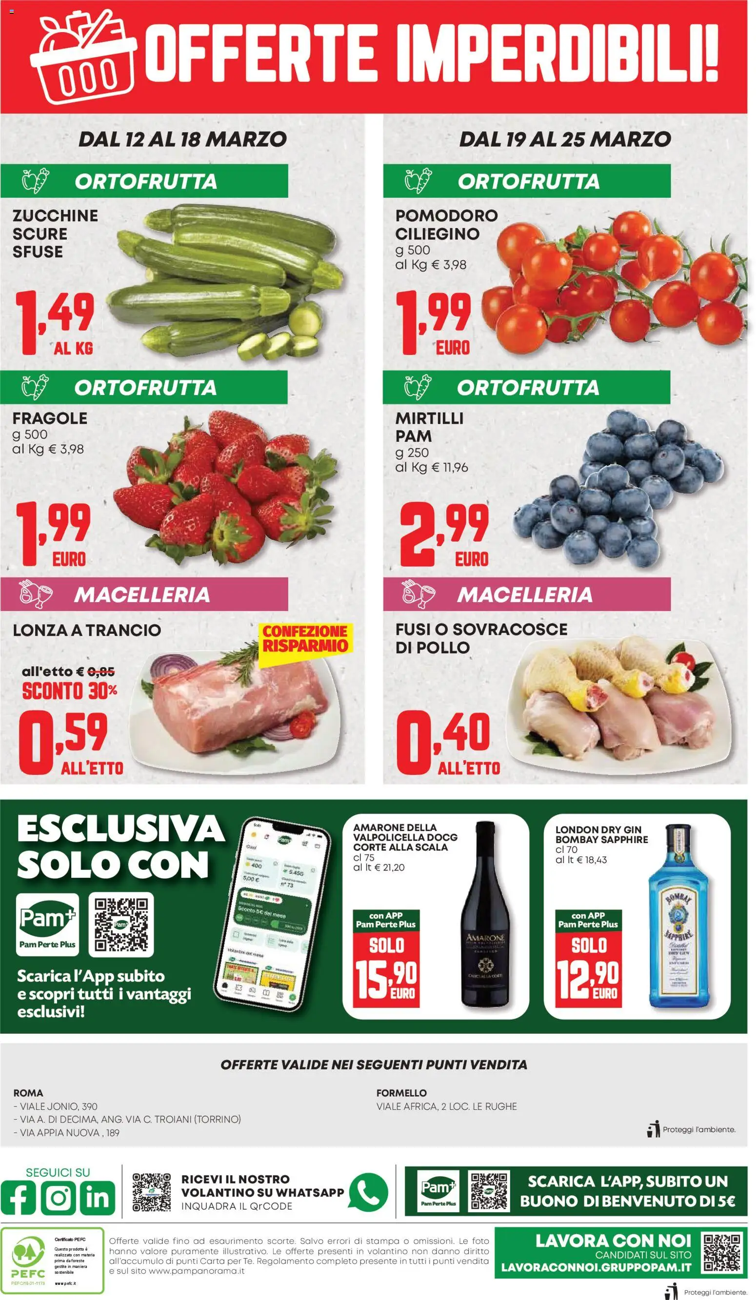 Volantino PAM del 12.03.2026 | Pagina: 1 | Prodotti: Mirtilli, Scala, Zucchine, Stampa