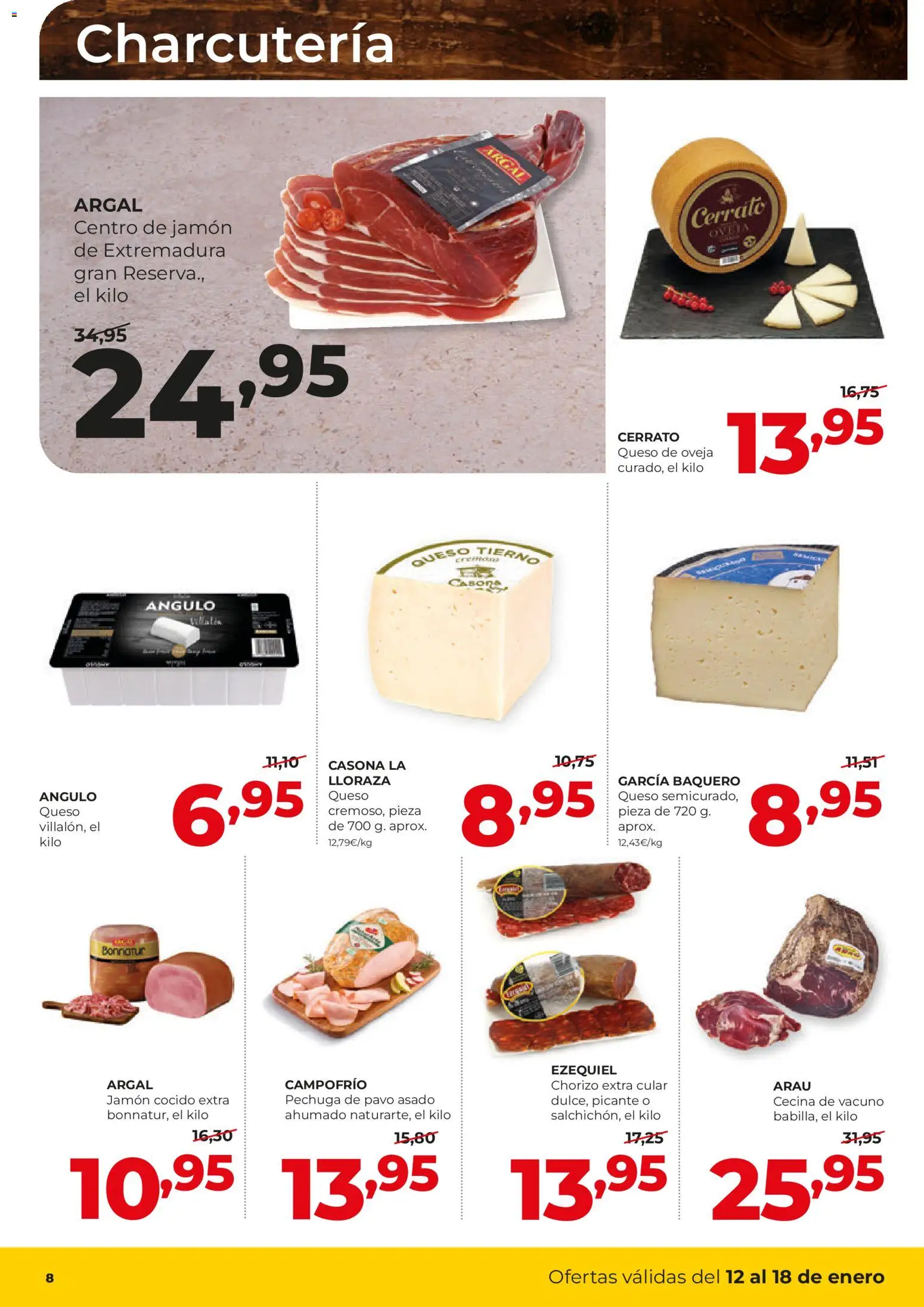 Alimerka folleto Castilla y León │ válido desde el 12.01.2026 | Página: 8 | Productos: Queso de oveja, Queso, Jamón, Jamón cocido
