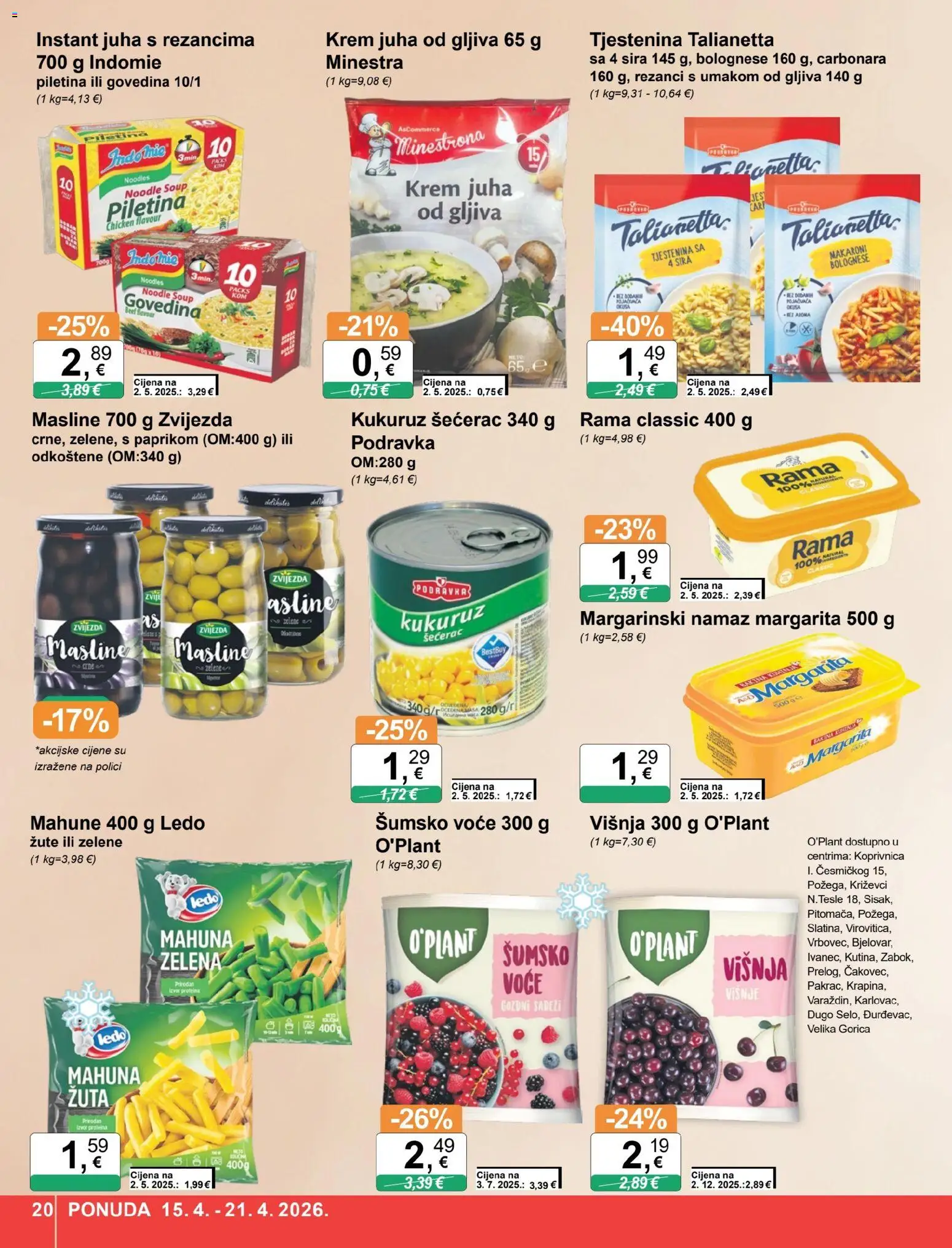 KTC katalog | vrijedi od 15.04.2026 | Stranica: 20 | Proizvodi: Šumsko voće, Piletina, Ledo, Voće