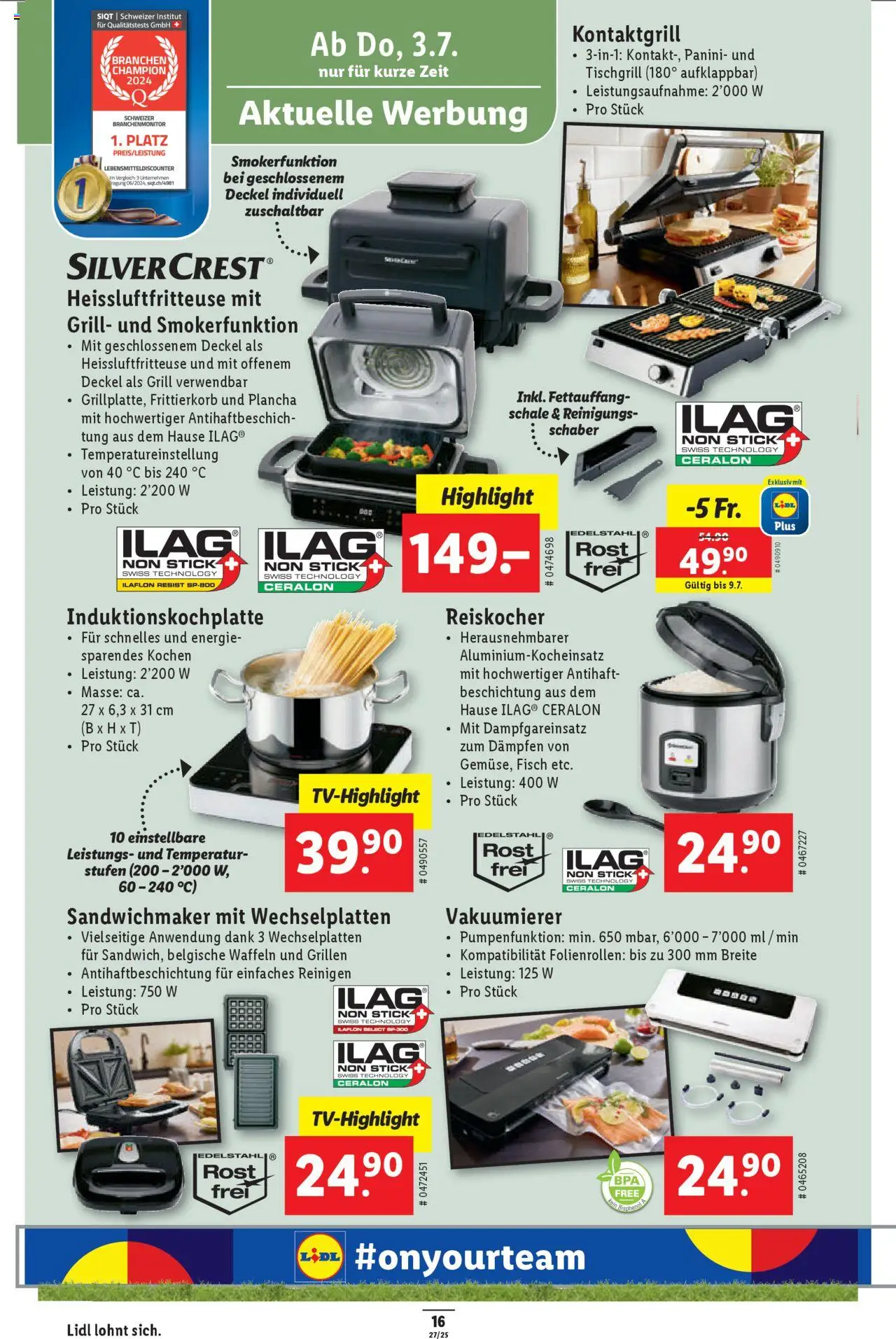 Lidl Aktionen ab 03.07.2025 | Seite: 16 | Produkte: Waffeln, Fisch, Heißluftfritteuse, Grill