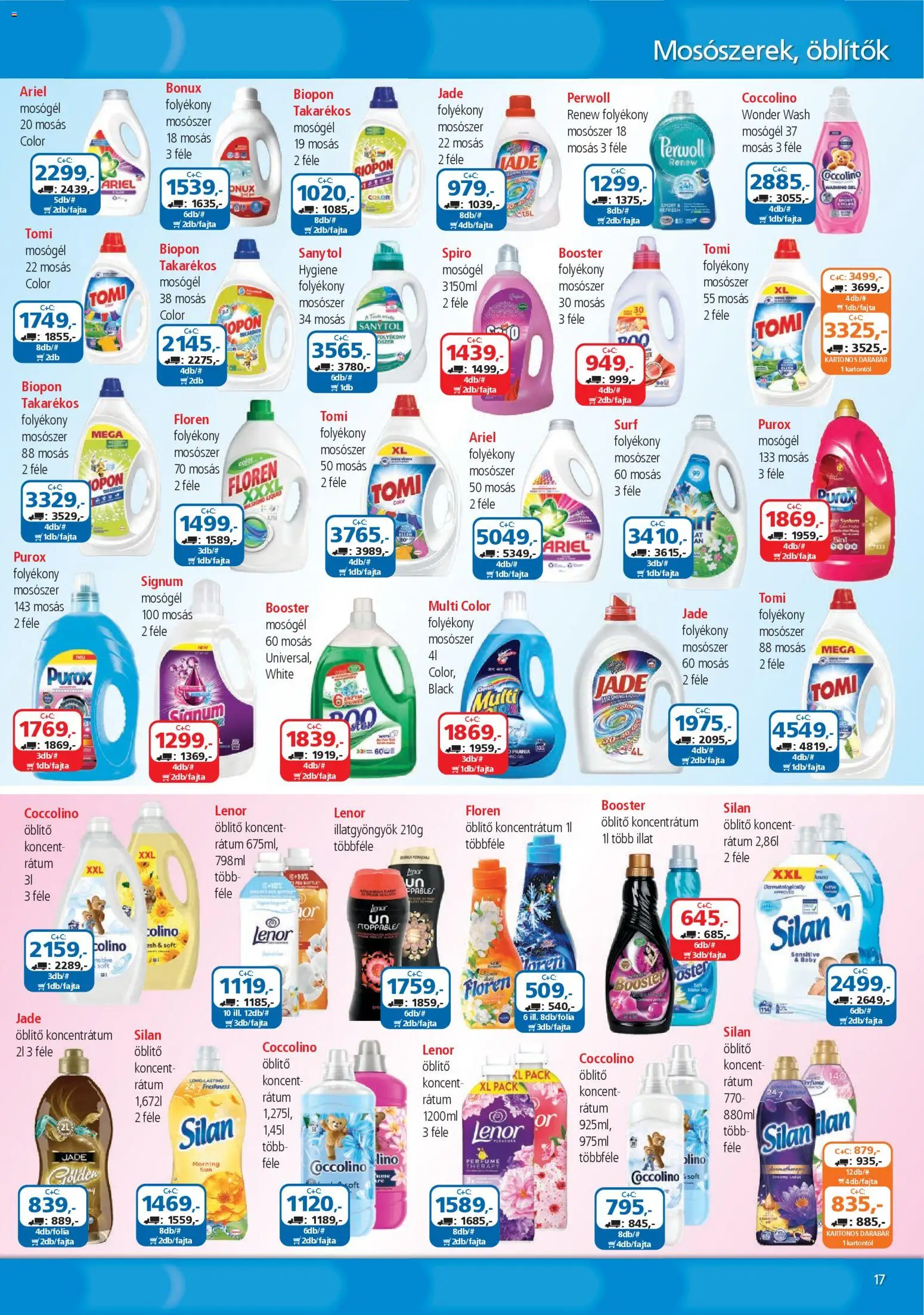 ÁRKLUB akciós ujság - amely érvényes a következő dátumtól: 01.11.2025 | Oldal: 17 | Termékek: Coccolino, Perwoll, Mosógél, Folyékony mosószer