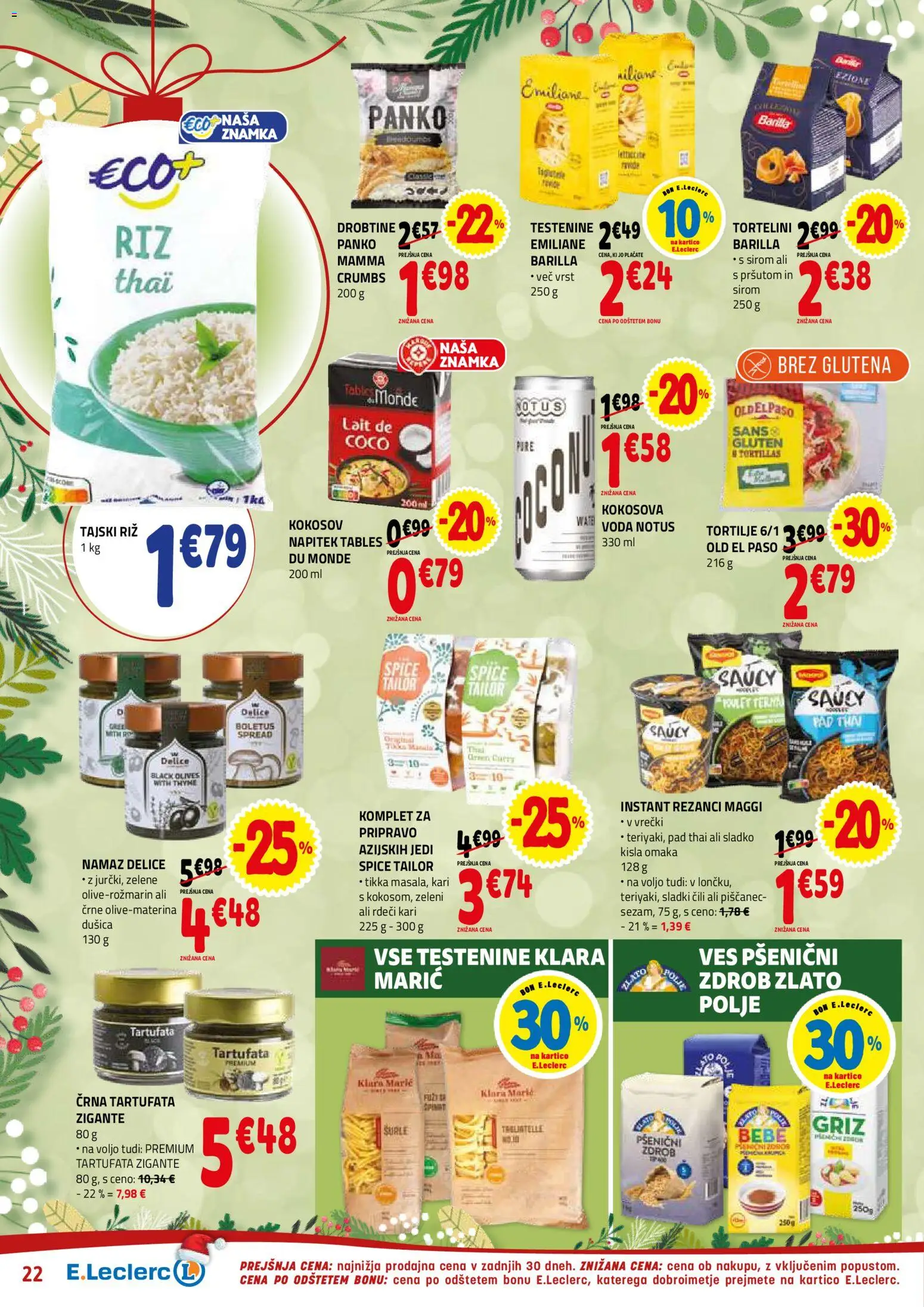 Novi E.leclerc katalog ponudbe – veljaven od 10.12.2025 | Stran: 22 | Izdelki: Rezanci, Zdrob, Namaz, Testenine