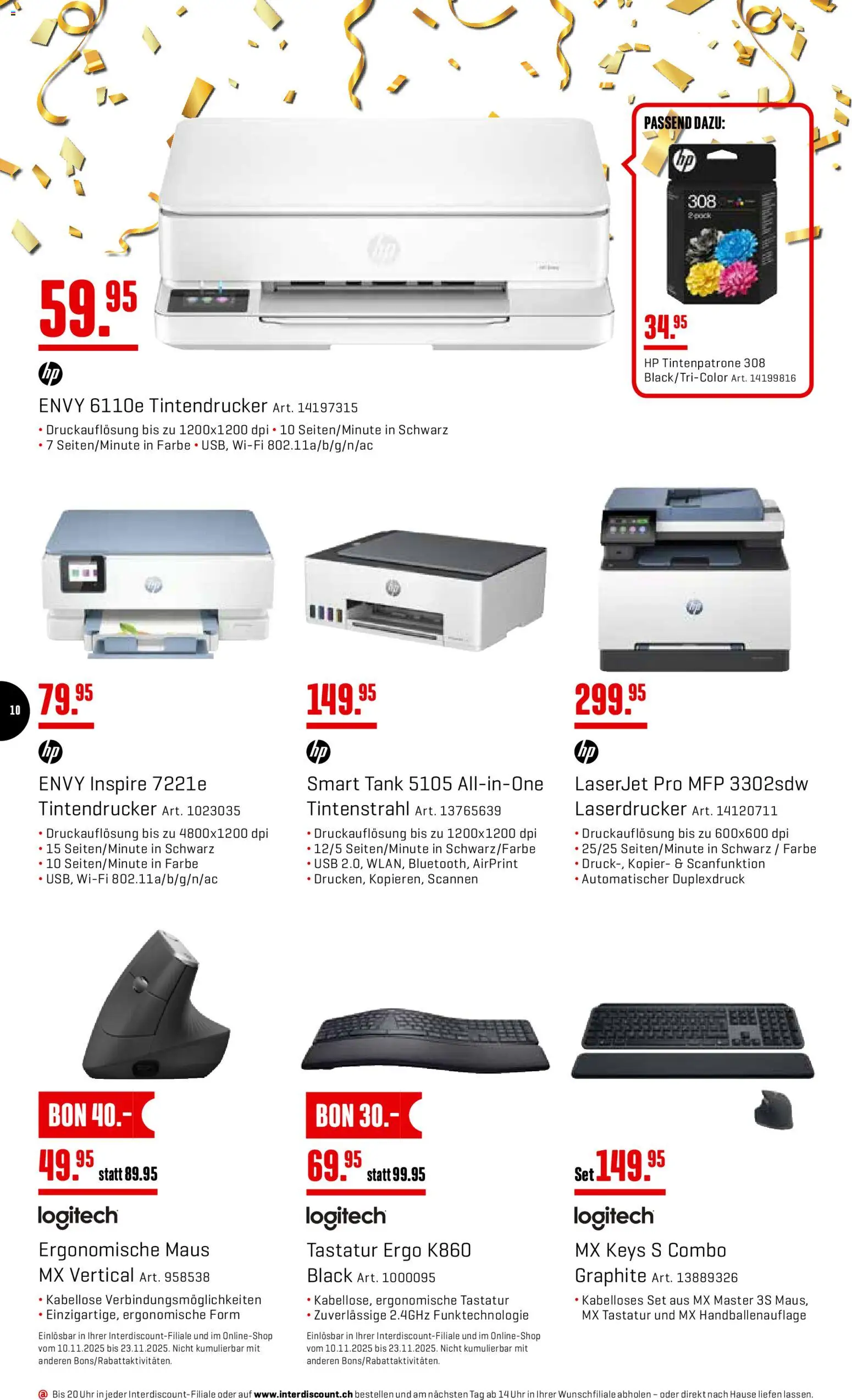 Interdiscount Aktionen – gültig ab 10.11.2025 | Seite: 10 | Produkte: Uhr, Maus, Usb, HP